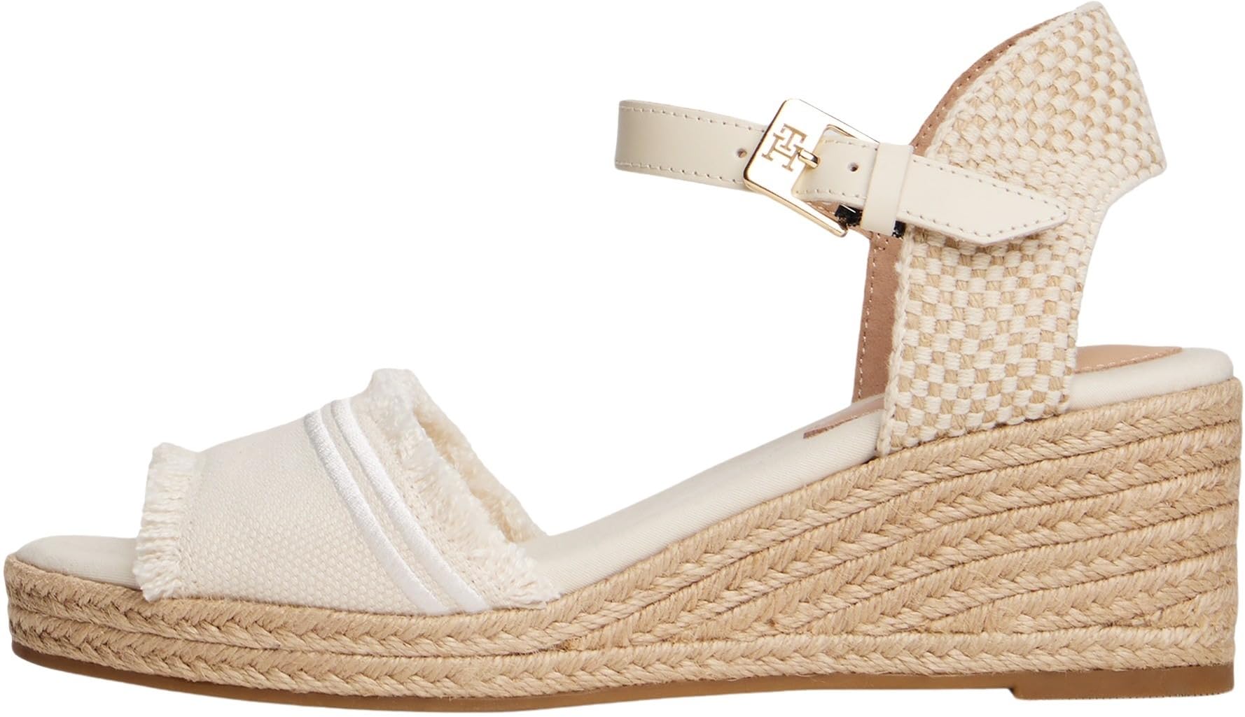 Tommy Hilfiger Women’s Fringe Canvas Espadrilles with Wedge Heel, Off-White (Muslin), 6.5