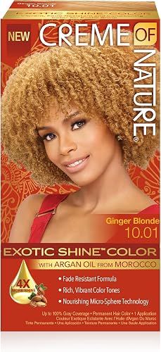 Exotic Shine Hair Color by Creme of Nature, 10.01 Ginger Blonde, with Argan Oil from Morocco, 1 Application