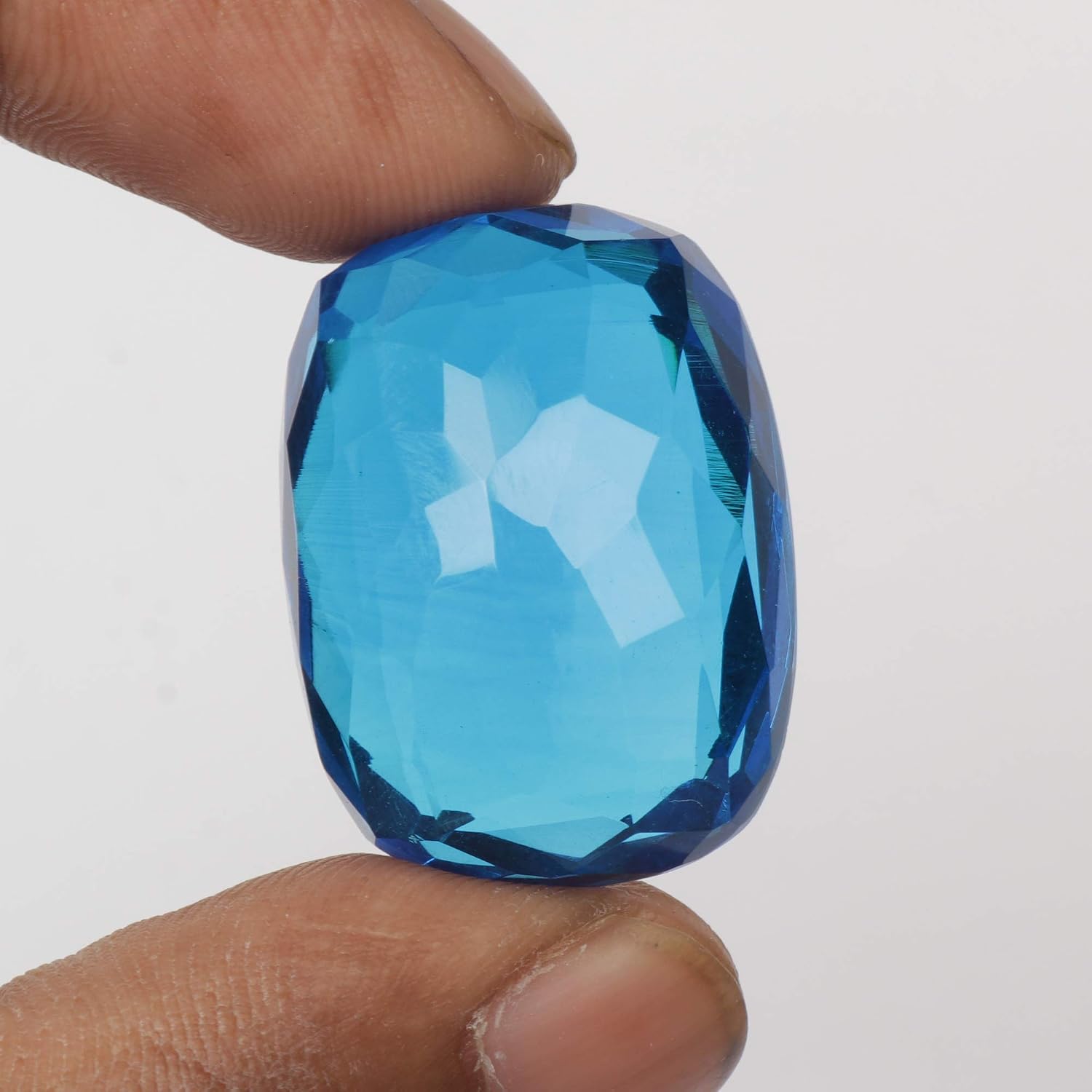 REAL-GEMS Loose Gemstones For Jewelry Making 61.60 Carat Blue Topaz Cushion Shaped Crysatal For Women Jewelry