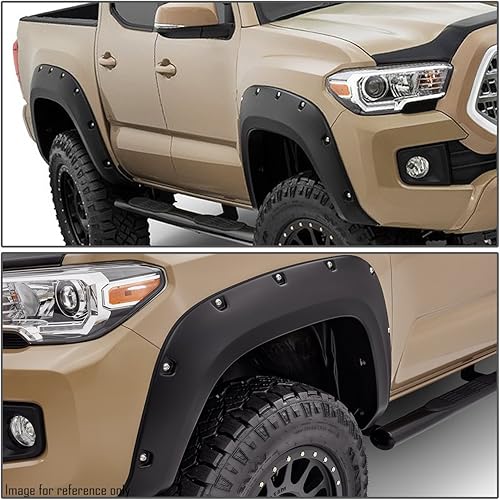 Miniatura 6 de Compatible con Tacoma Pocket Rived Style ABS Thermo Plastic Side Fender Flares (negro mate)
