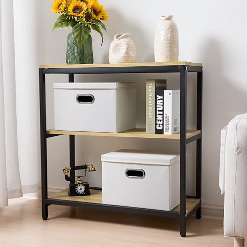 Miniatura 94 de PRANDOM Cajas de almacenamiento apilables grandes con tapas [paquete de 5] contenedores de almacenamiento plegables de tela de cuero, cestas