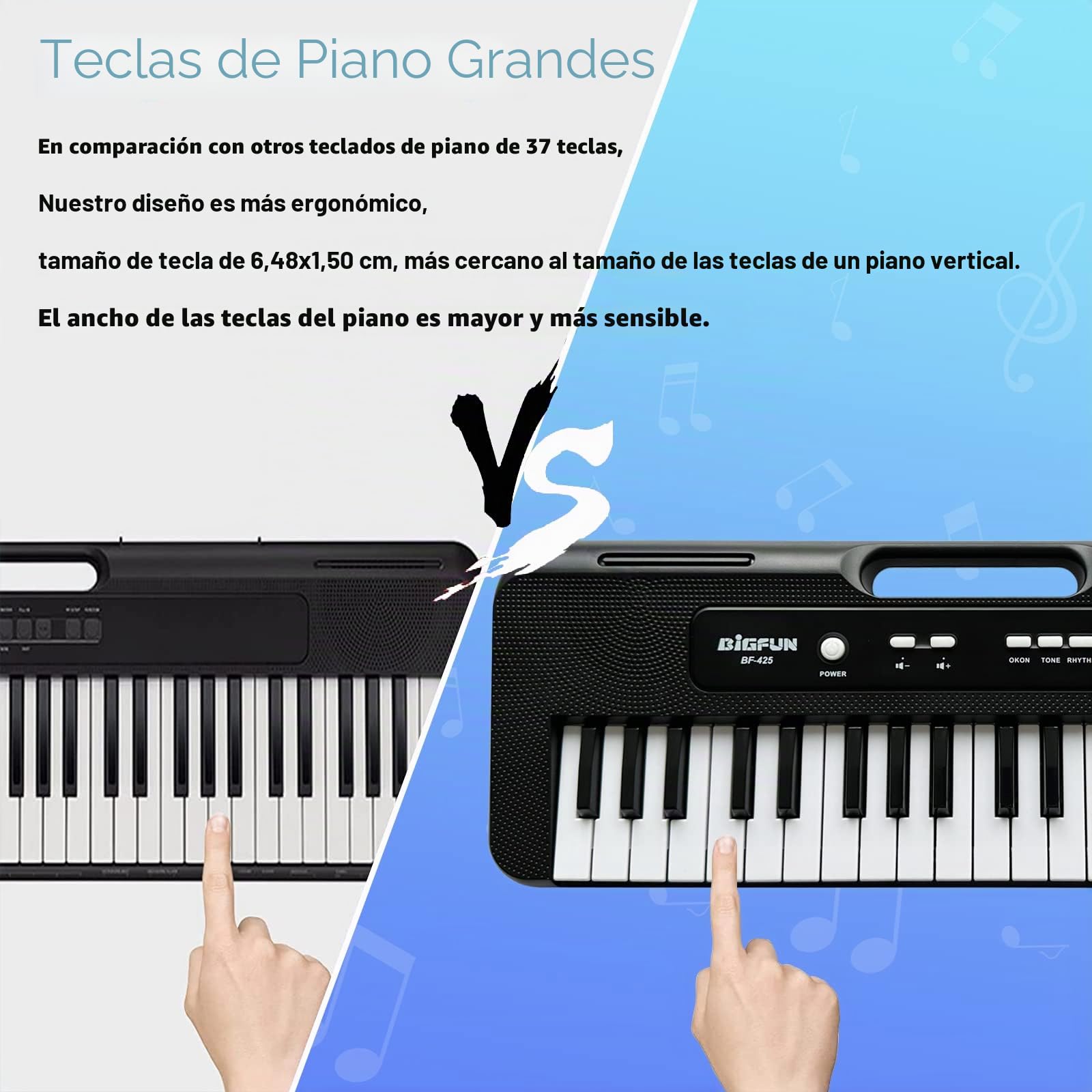 Teclado de Piano para Niños, 37 Teclas Electrónicos Piano Musical con Micrófono, Aprendizaje Portátil Educativo Navidad Cumpleaños Juguetes para 3 4 5 6 7 8 Años Niñas Niños