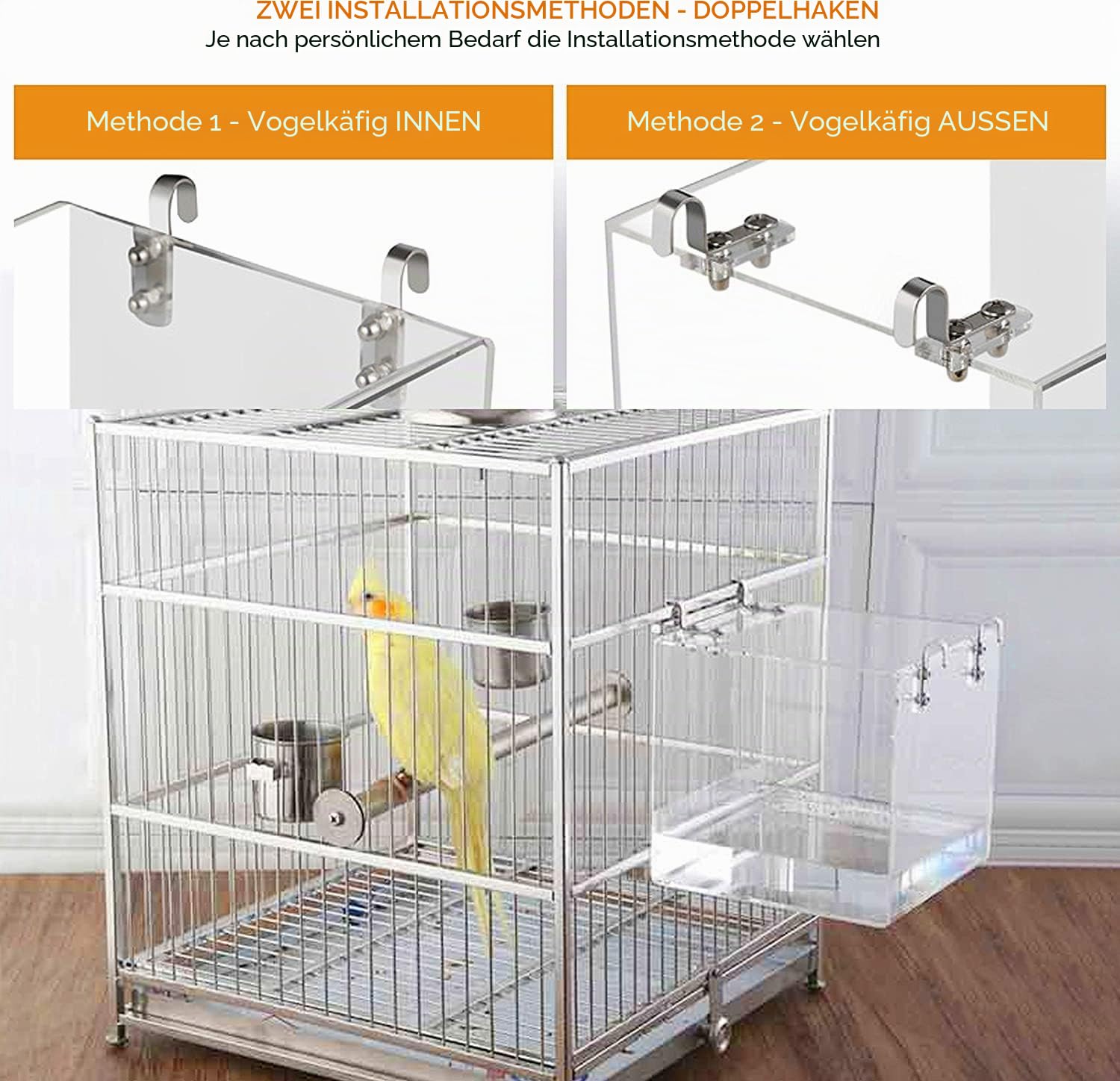 GURECOD hängende Vogelbadewanne Würfel Vogelbadewanne Badebox Schüssel Käfigzubehör kleine Vögel Kanarienvögel Lerchen Papageien Kakadus Unzertrennliche Papageien Bad (16x16x16cm)