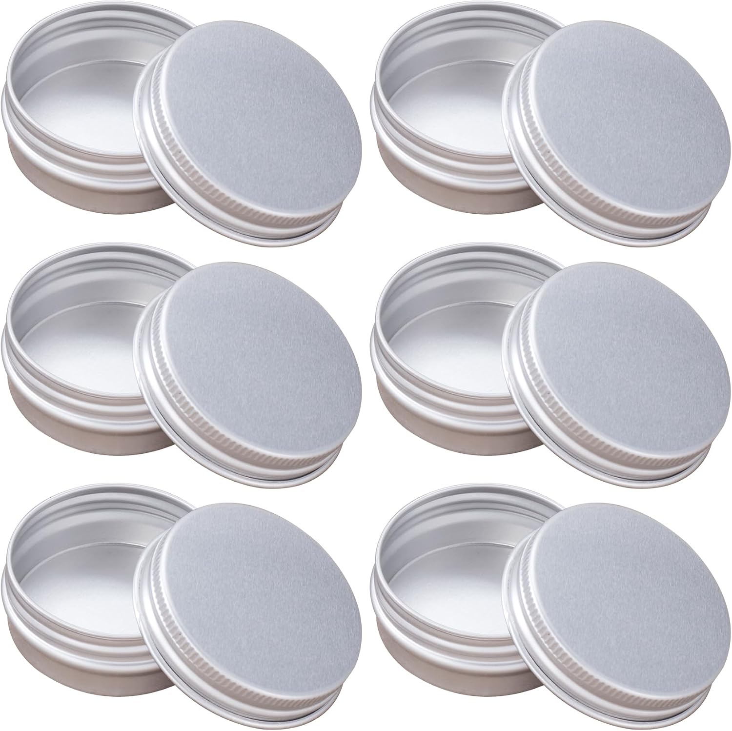 Verdial 6pcs 0.5 Ounce Small Tins with Lids, 15ml Aluminum Refillable Tin Container Jars, Round Empty Cans Container for Lip Balm Salve Cream Cosmetic Candle DIY Crafts- Silver