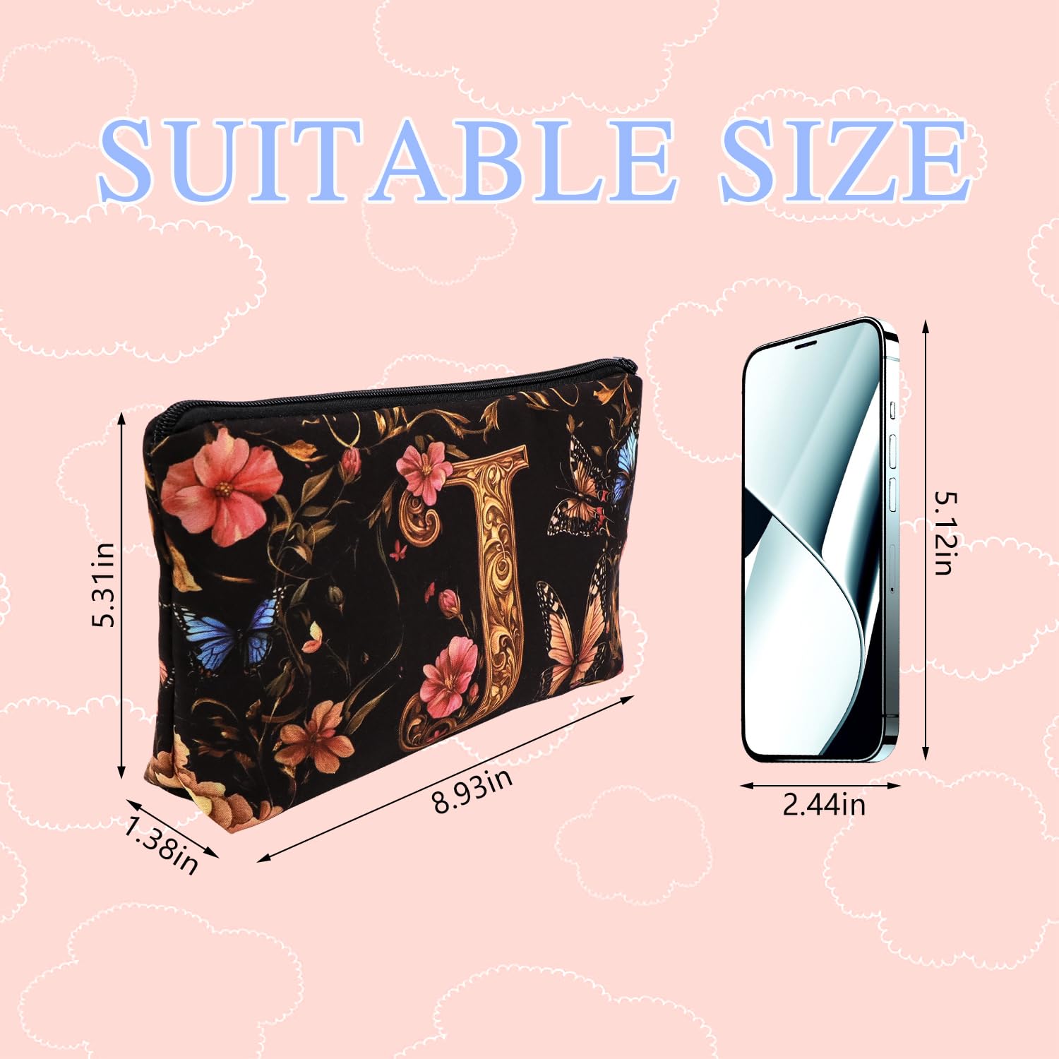 UQWYOID Travel Makeup Bags for Purse Zipper Cosmetic Pouch Make Up Organizer Tool Pouch for Women Small Makeup Bag for Purse, Gifts for Women (NR10797)