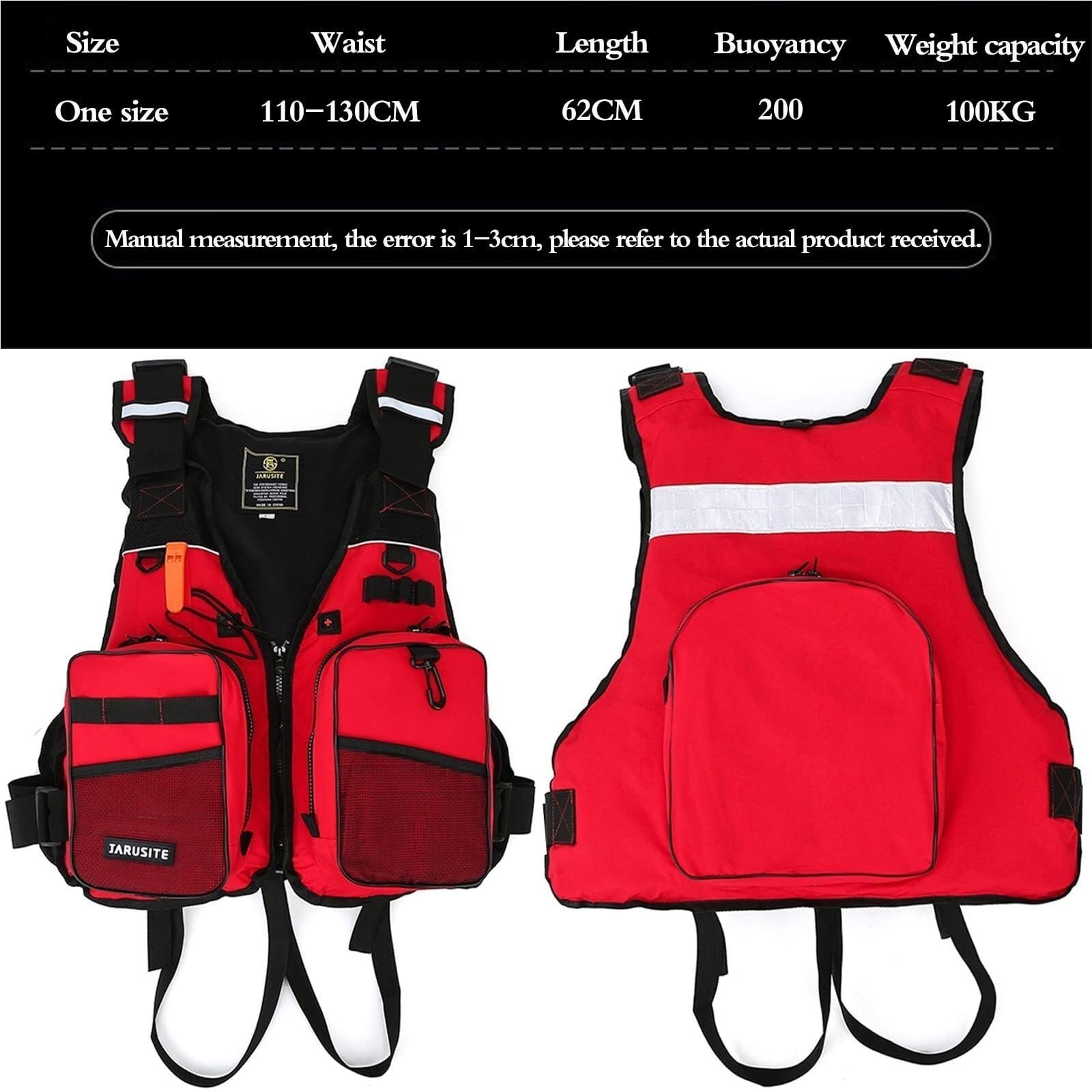 Gilet da Pesca, Gilet da Pesca a Mosca con Tasche Multiple e Striscia Riflettente, Cerniera per Pesca di Caccia di Campeggio(Black)