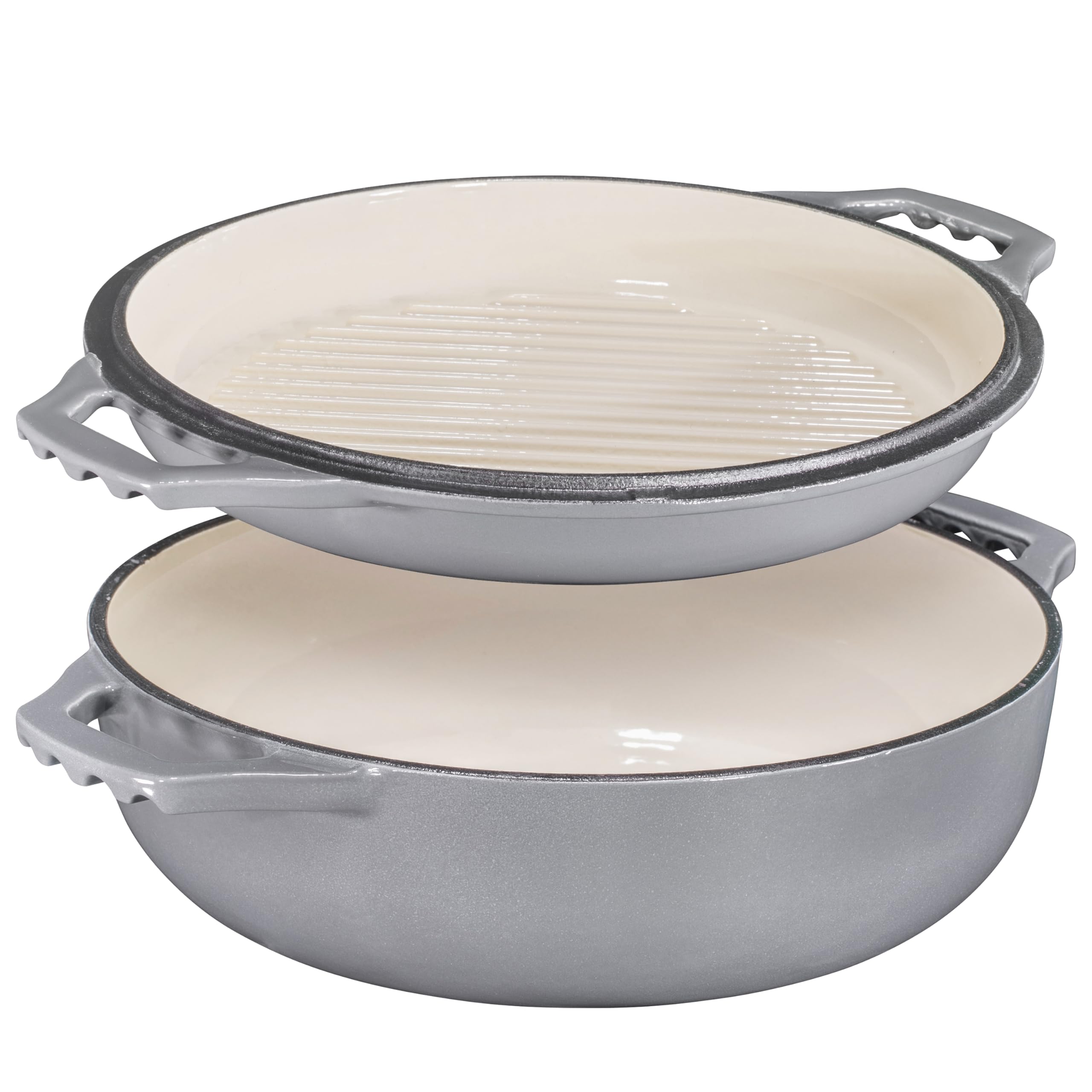 Bruntmor 2-in-1 Enameled Cast Iron Cocotte