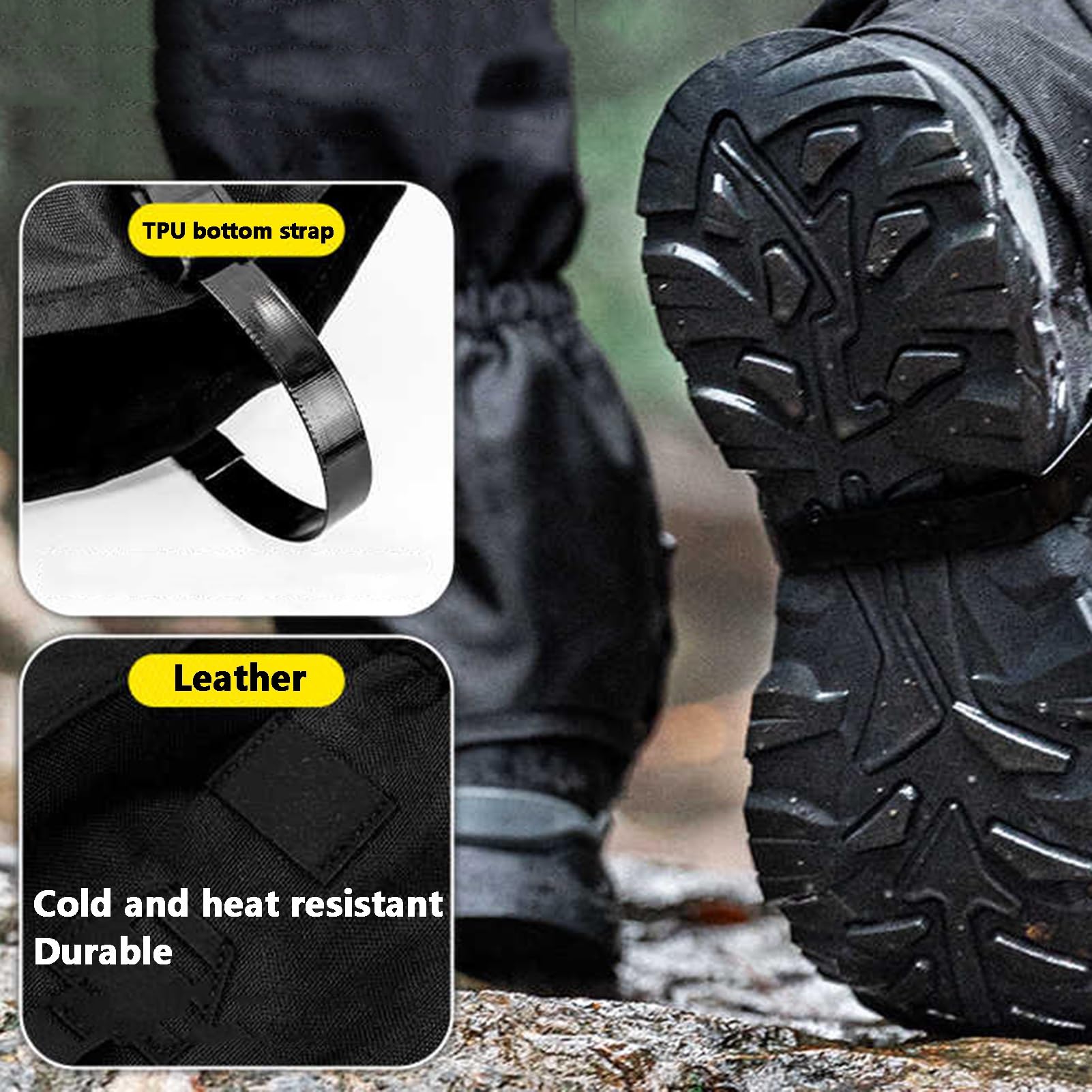 Polainas de Nieve, Polainas Ajustables for Exteriores, for Senderismo en Barro,y Nieve, Caza, Escalada o esquí, Unisex(Black,XS)