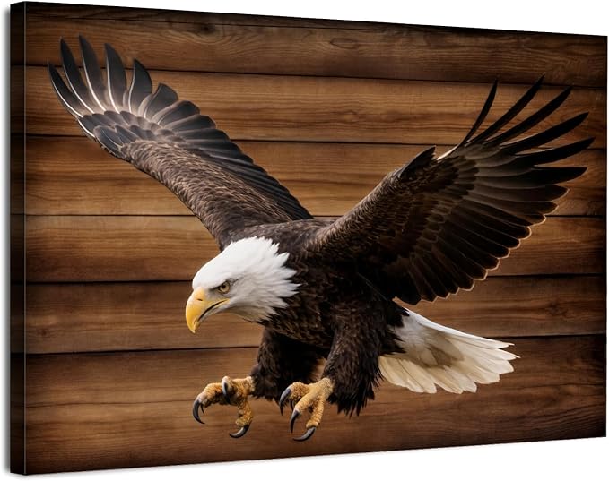 Eagle Wall Art Rustic Eagle Pictures Wall Decor American Eagles Portrait Poster Farmhouse Wildlife Canvas Prints Country Hunting Cabin Decor Animal Painting Artwork Living Room Bedroom Office 12x16"