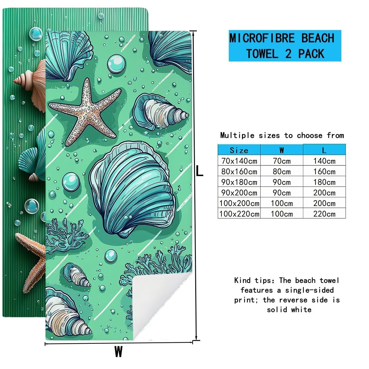 Duży ręcznik plażowy 90 x 180 cm 2 sztuki, ręcznik plażowy z mikrofibry, szybkoschnący jasnozielony ręcznik na siłownię męski, odporny na piasek ręczniki z mikrofibry akcesoria podróżne, ręcznik na
