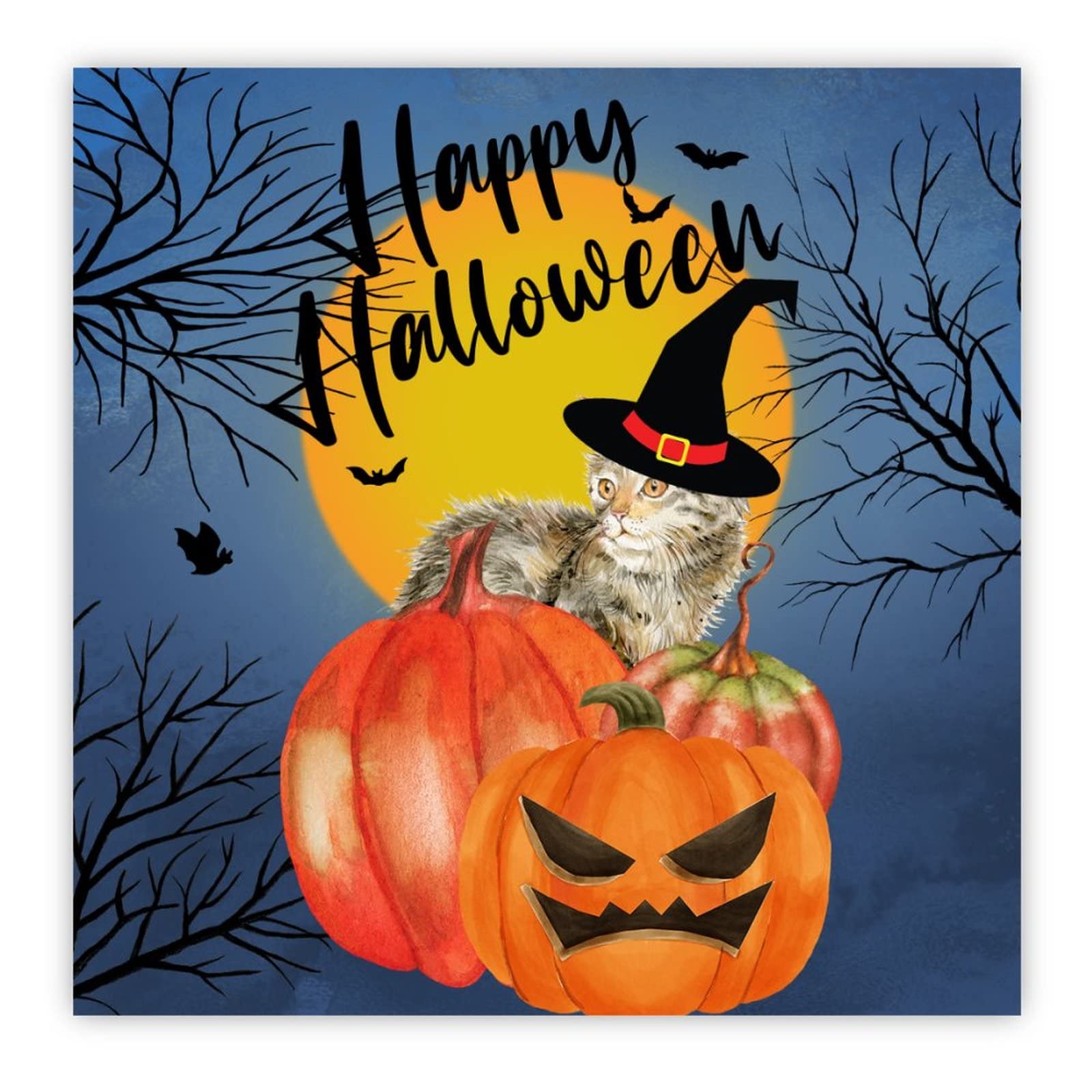 Panneau mural bois citrouille Happy Halloween decoration chat 31 octobre pour salon