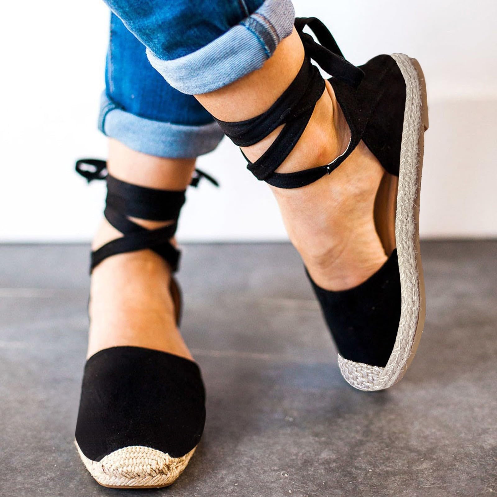 Mary Jane Damen Sommer Geflochtene Sandalen - Flache Sandalen Damen Sommer Gladiator Sandale Geschlossene Zehe Hinten Knöchelschuhe Mit Gummizug Einfarbig Leichte Und Bequeme Outdoor-Sandalen