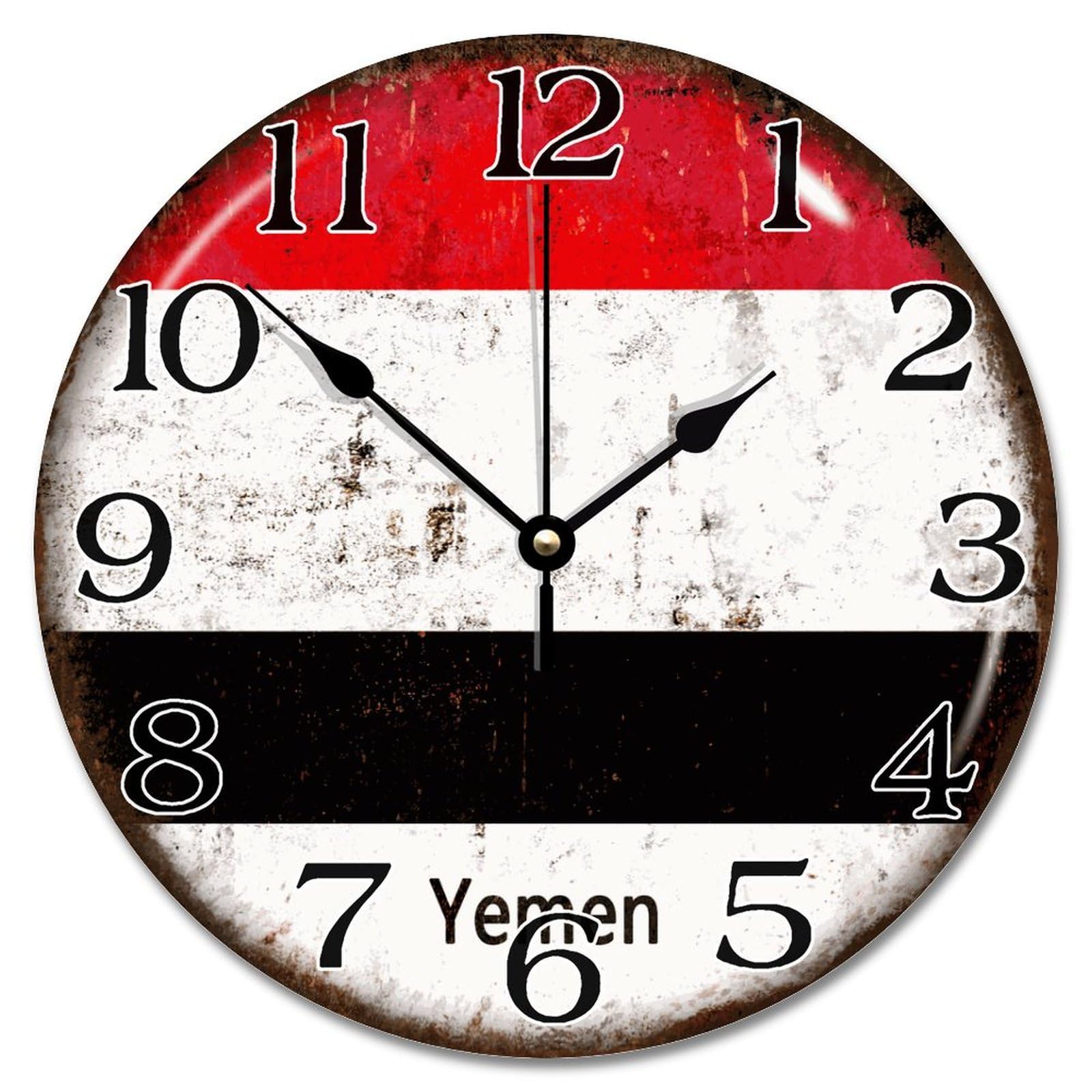 Horloge murale drapeau Yémen silencieuse, le cadeau idéal pour voyageur