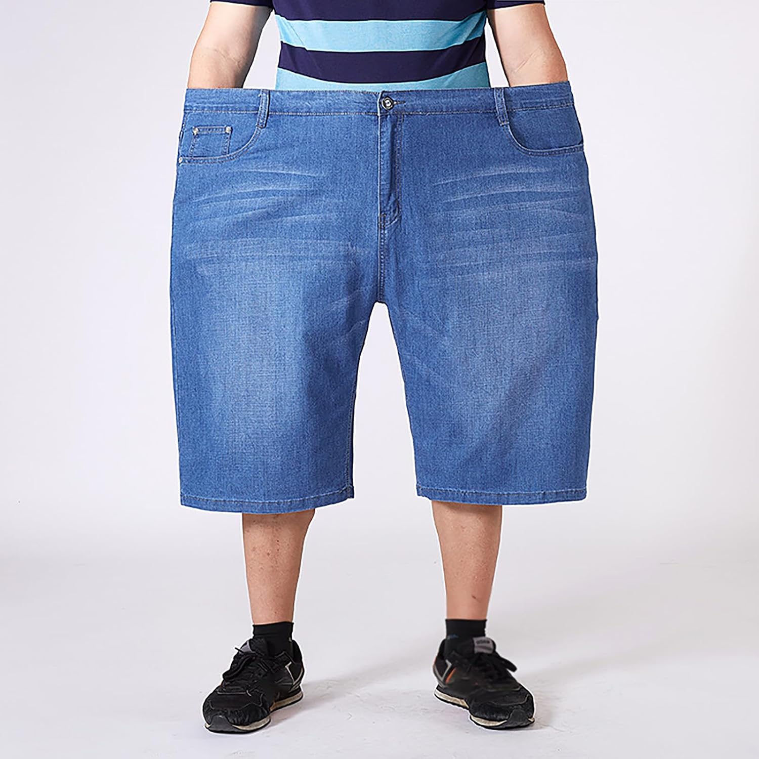 XYGJZ Jean Shorts for Men Strech Big and Tall Relaxed Loose Fit Straight Leg Baggy Denim Shorts Big Size 30-56