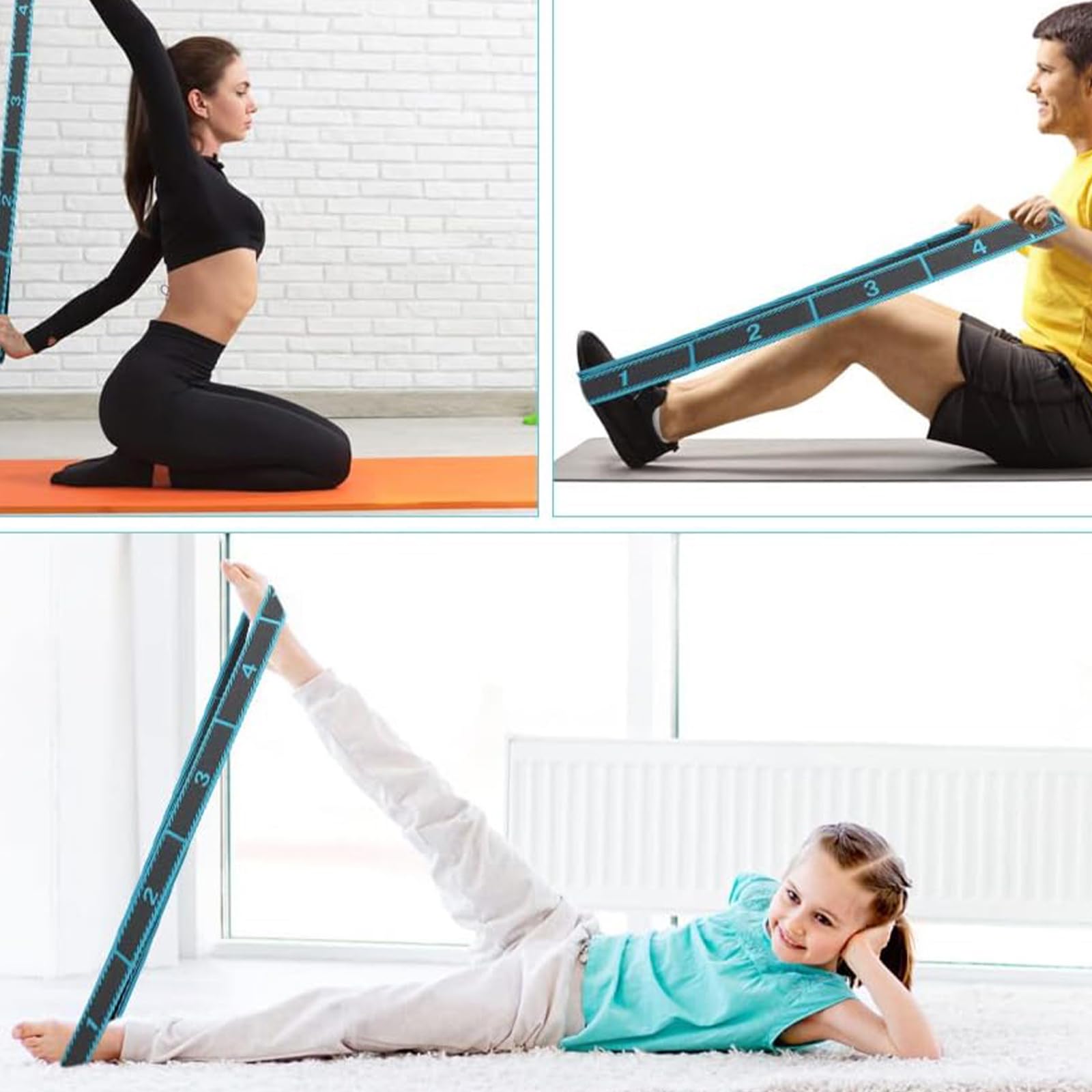 Cintura per Yoga Fascia Elastica Fitness, Fascia per Yoga con 10 Anelli, Fascia Elastica per Pilates, Fascia per Ginnastica e Allenamento