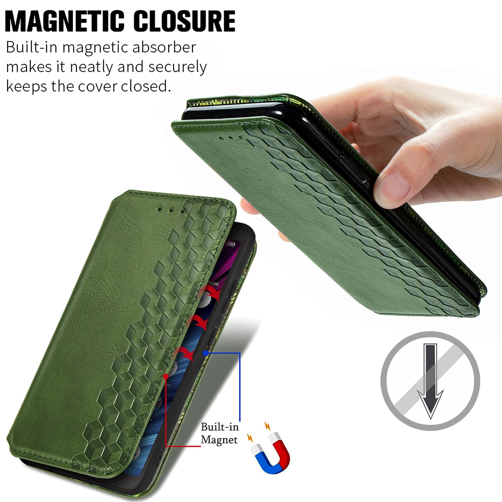 BAILI Cover Per Oppo A78 5G / A58x, Custodia In Pelle Con Portafoglio A Cerniera, Slot Per Carte, Supporto E Cordino, Motivo Quadri, Nero - 6