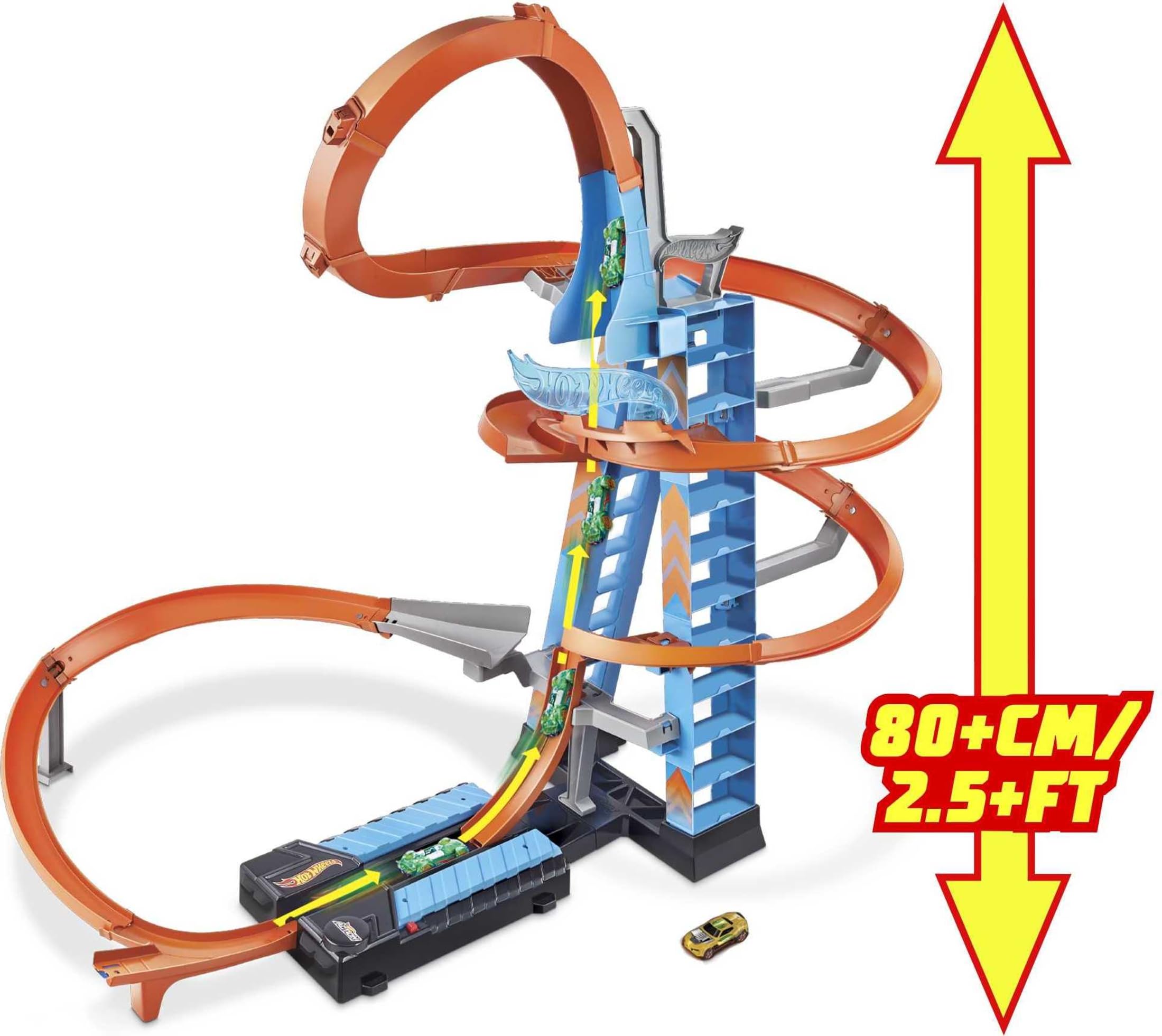 Hot Wheels - Pista y garaje para coches de juguetes, regalo para niños y niñas +5 años (Mattel GWT39), Embalaje sostenible