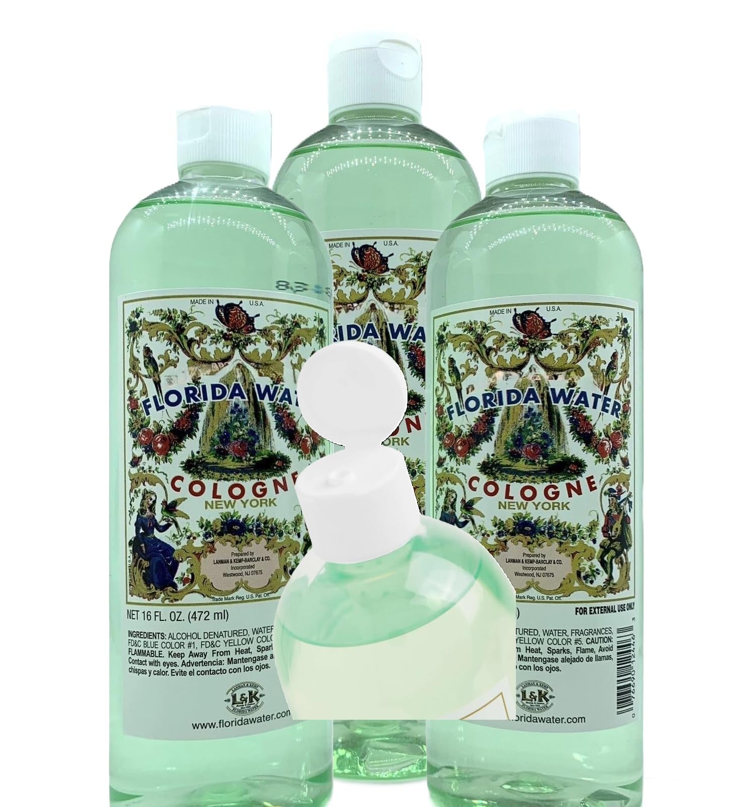 Lanman Kemp Agua de Florida Splash Cologne 16 Fl Oz 472ml Pack of 3