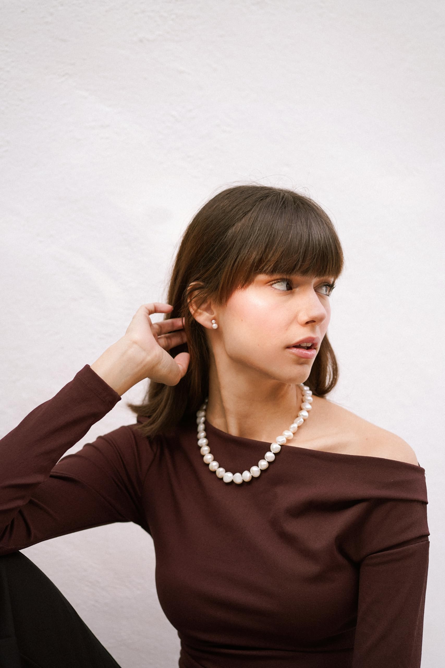 Collar perlas cultivadas barrocas 11-12 mm, 45 cm, plata 925