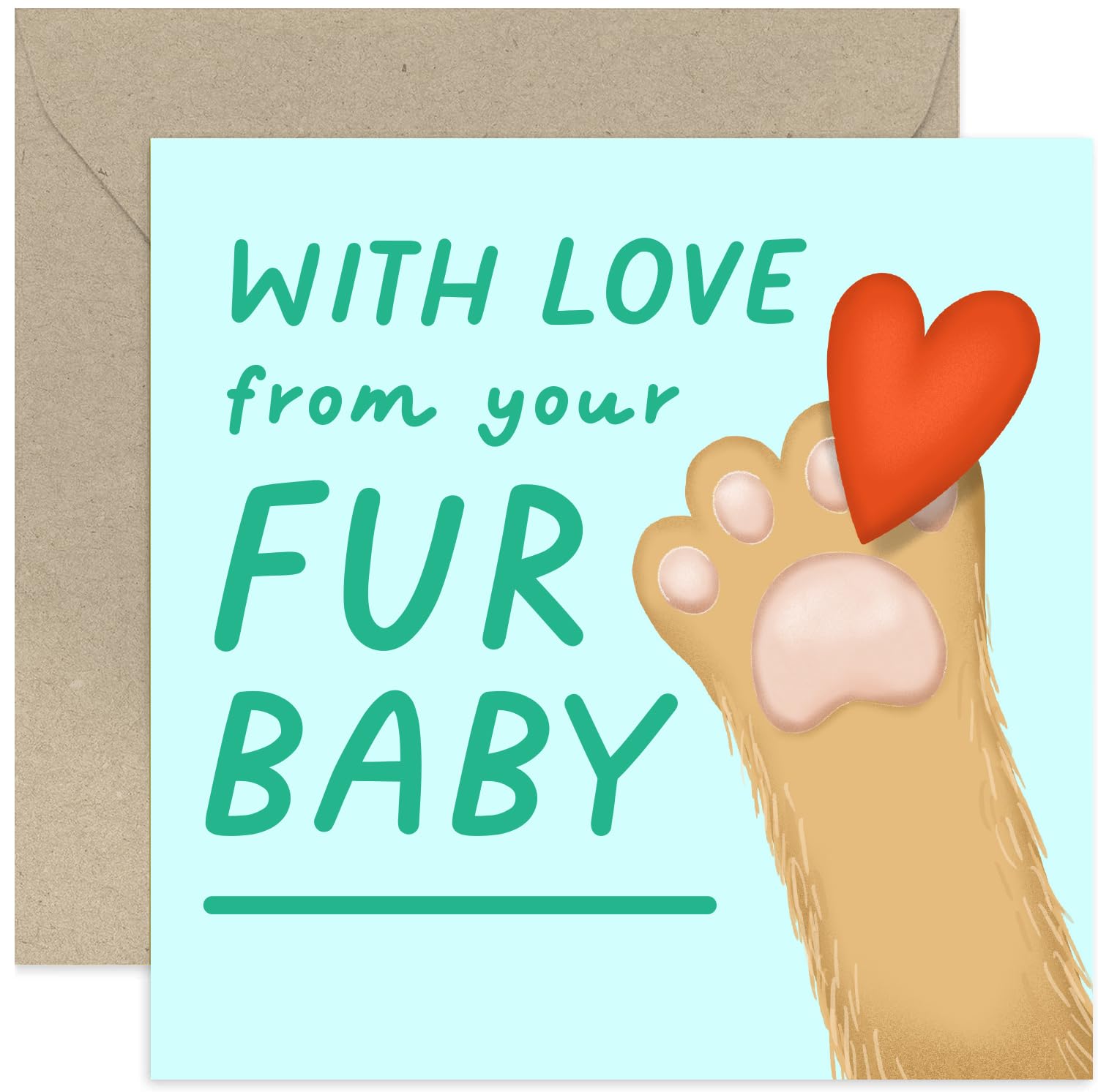 Birthday Card From Pet - 'With Love From Your Fur Baby' Cat Dog Paw Print