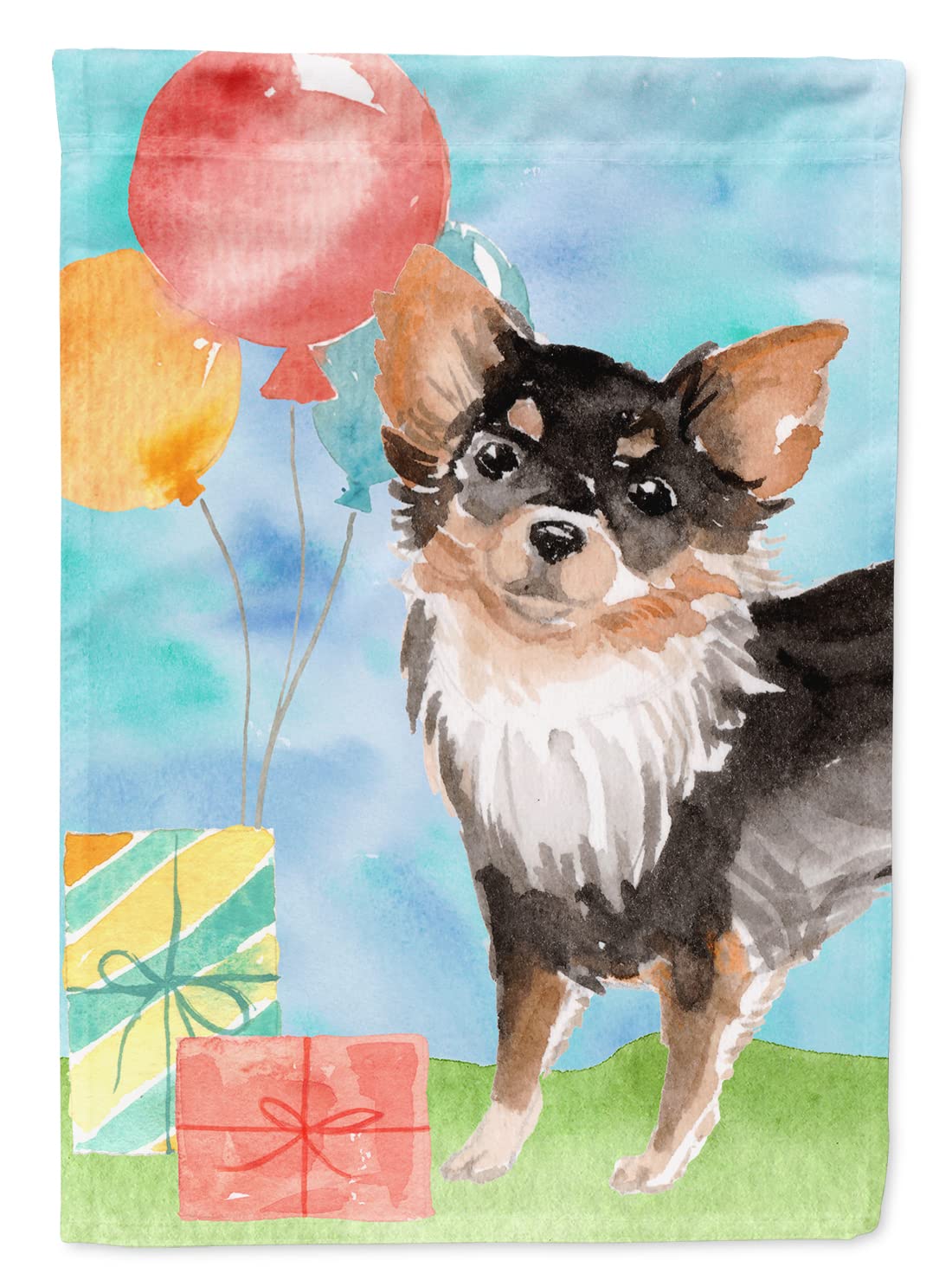 Chihuahua poil long drapeau grand format anniversaire pour décoration extérieure maison CK3258CHF