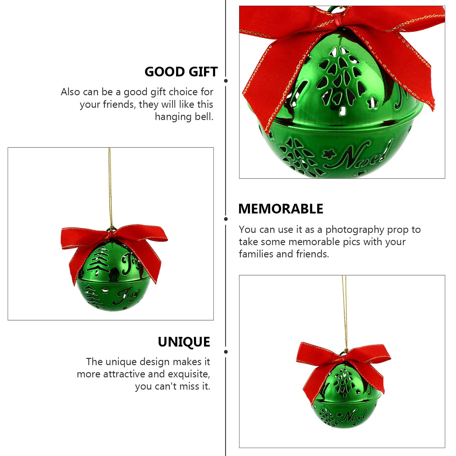 Hemobllo Decorazioni da Appendere Albero di Natale 12 Pezzi Campanelle Verdi in Metallo Ornamenti Appesi per Casa Ufficio Bar e Hotel Atmosfera Natalizia