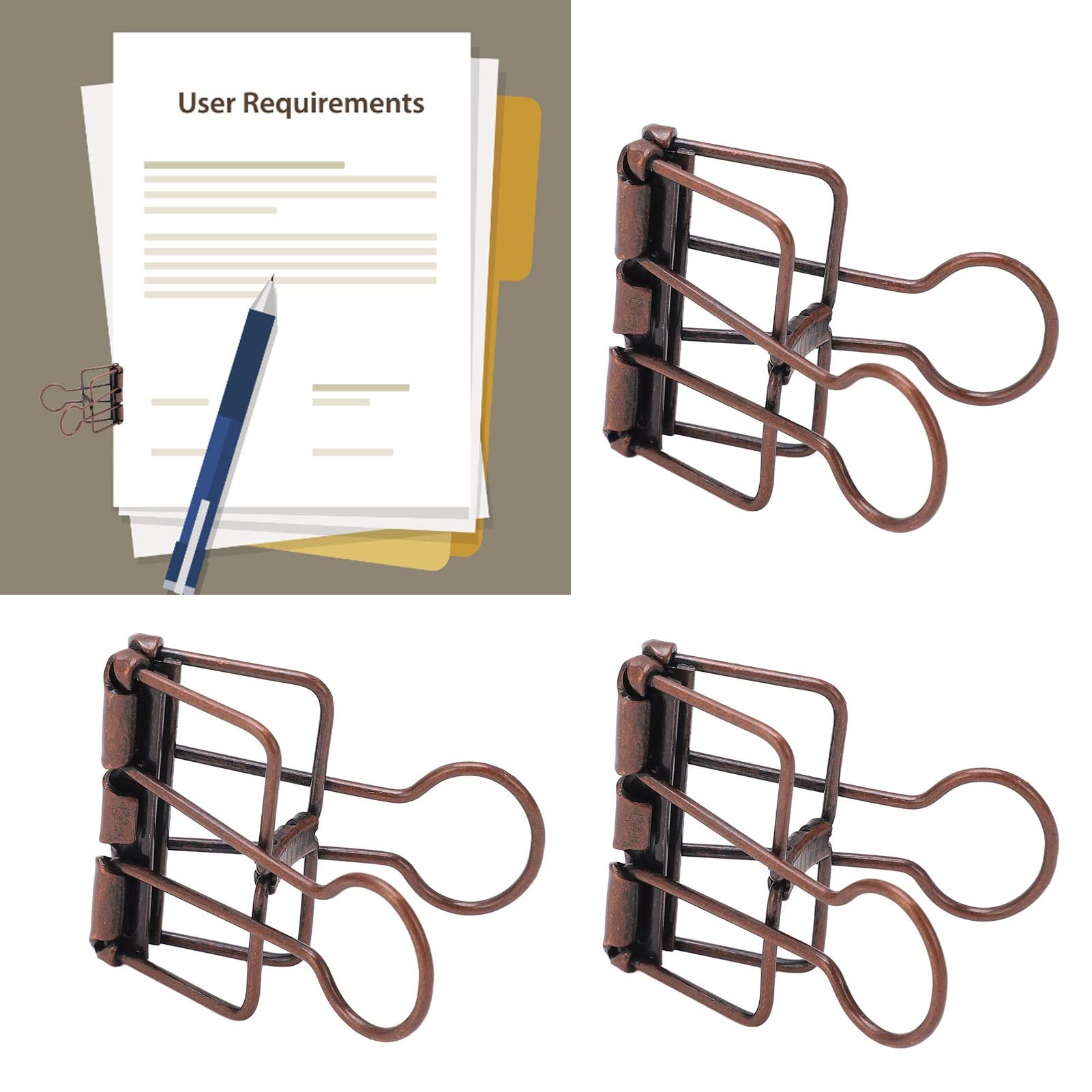 TOPINCN 32 Mm, 50 Clips de Metal para Encuadernación, Clips de Cola Hueca de Metal, Pequeños Clips de Encuadernación para Oficina, Escuela, Uso Doméstico, para Oficina, Escuela, Uso (Color Cobre)