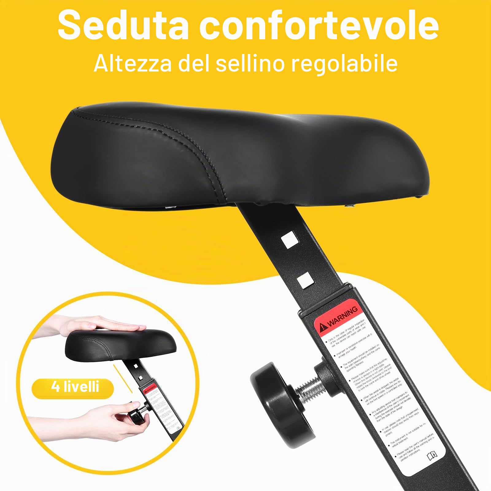 Evolland, bici da ginnastica pieghevoli con display LCD, 8 livelli di resistenza, Ergometro fisso per uso domestico, carico massimo 120 kg