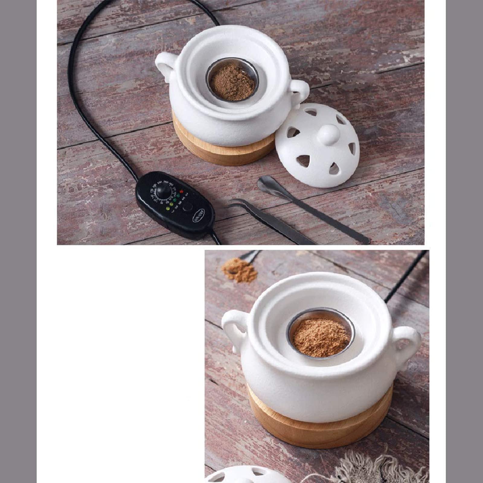 Ceramica Elettrico Bruciatore di incenso,Temperatura regolabile Diffusori oli profumati,Casa Ufficio Agarwood Resina di incenso Portaincenso Candele Bruciatori per oli essenziali,Profumi per la casa