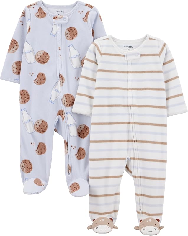 Simple Joys by Carter's Bebé unisex, paquete de 2 unidades de forro polar neutro para dormir y jugar