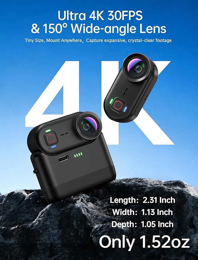 Ahlirmoy GO9 Cámara de Acción 4K Mini Impermeable WiFi miniatura 3