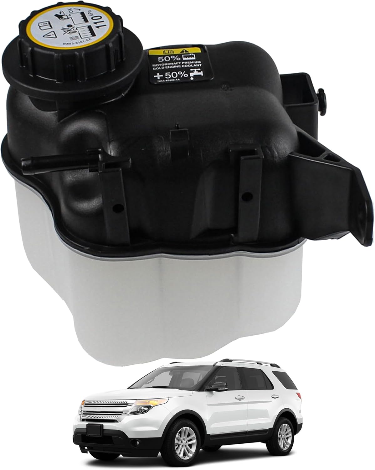Engine Radiator Coolant Overflow Reservoir Tank With Cap Compatible With 2008-2018 Ford Explorer Police Interceptor Taurus Lincoln MKS Mercury Sable Replaces 603-364 AG1Z8A080S FO3014136