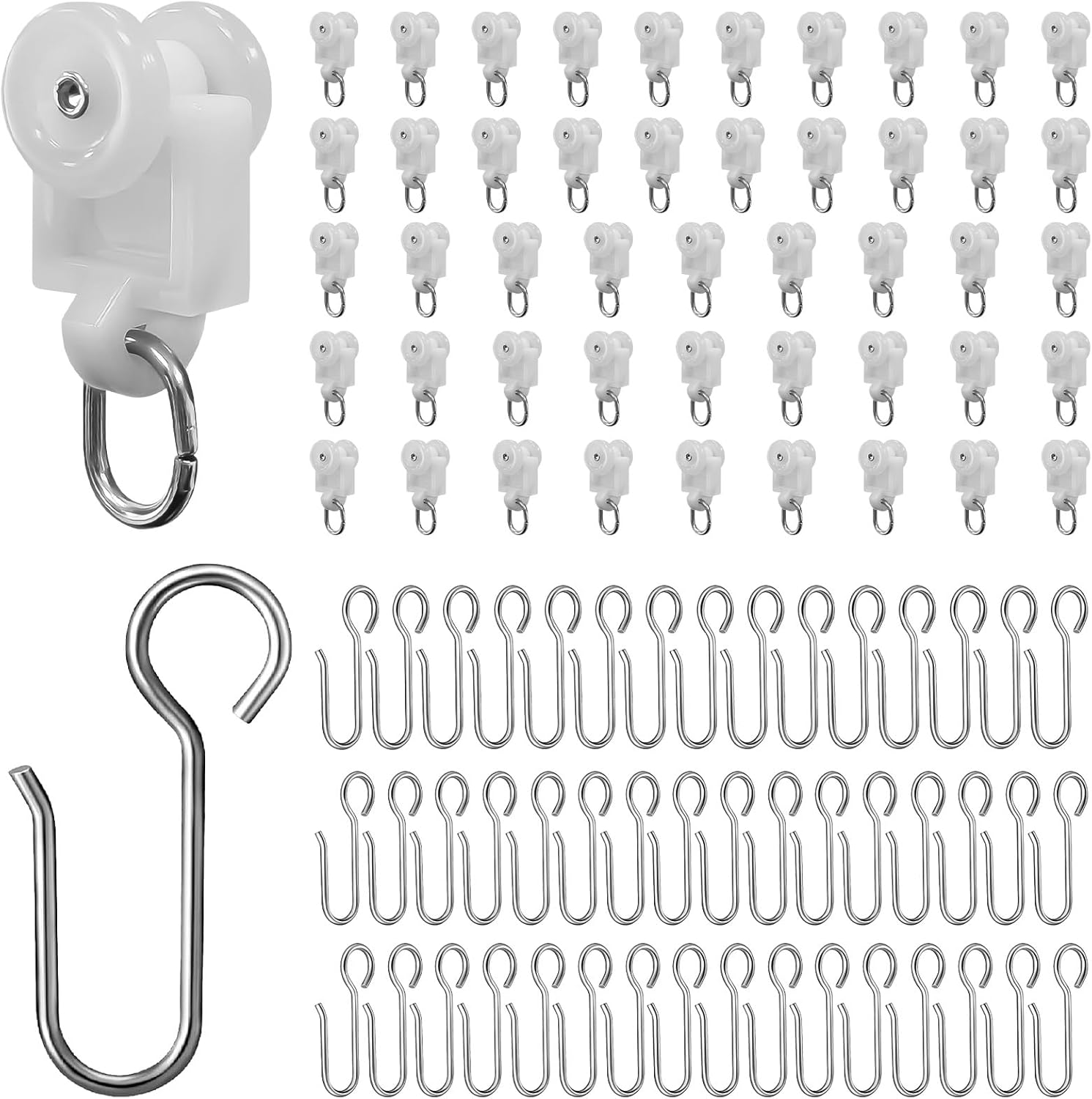 Ceiling Wall Mounted Curtain Track Black 9FT with Hook Curtain Track Rods for Divider Living Room Bedroom Office Wardrobe