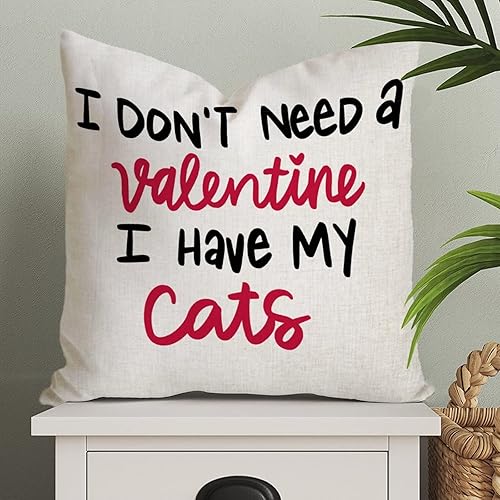 Miniatura 1 de Funda de almohada romántica para el día de San Valentín funda de cojín con texto en inglés I Have My Cats decoración del hogar sofá sala de estar