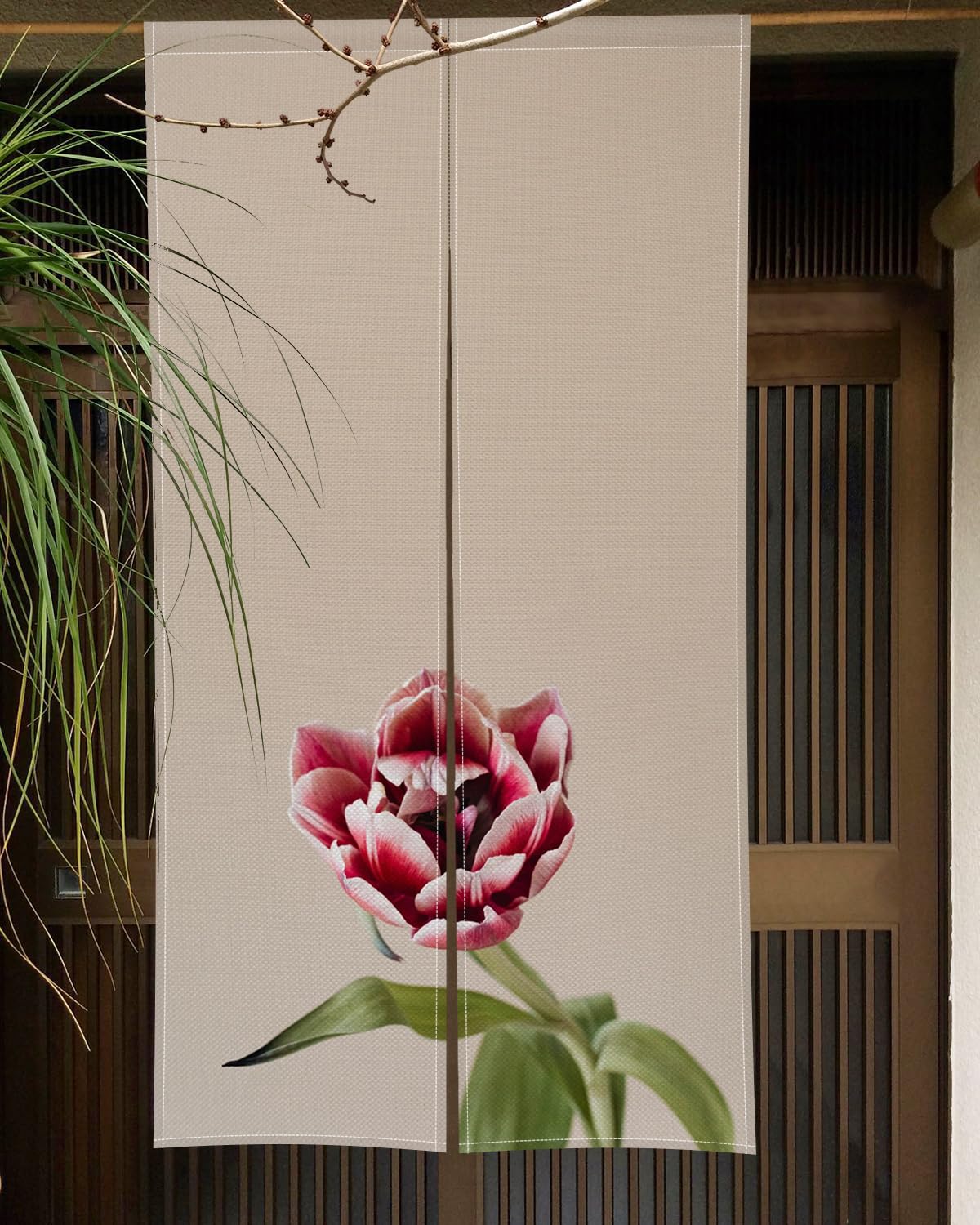 Oduo Noren - Cortina De Puerta De Estilo Japonés, Japonesa Tapiz Cortina De Partición Dormitorio Cocina Tienda Restaurante Separador De Puerta, Patrón Floral Chino (Bote Pequeño,85x120cm