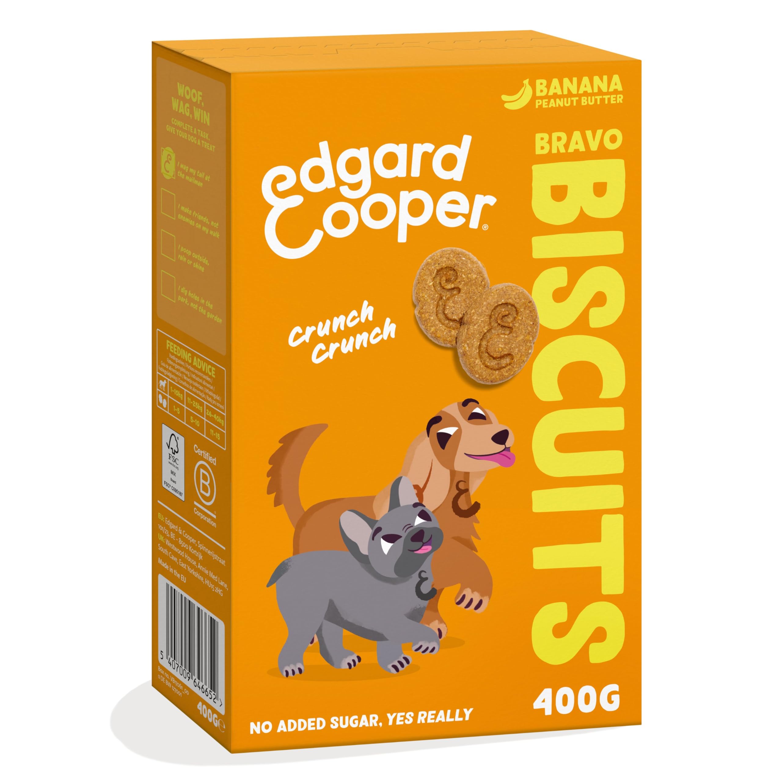 EDGARD COOPER Edgard&Cooper Snack Dog Biscotti Bravo 400G BANANA E BURRO D'ARACHIDI