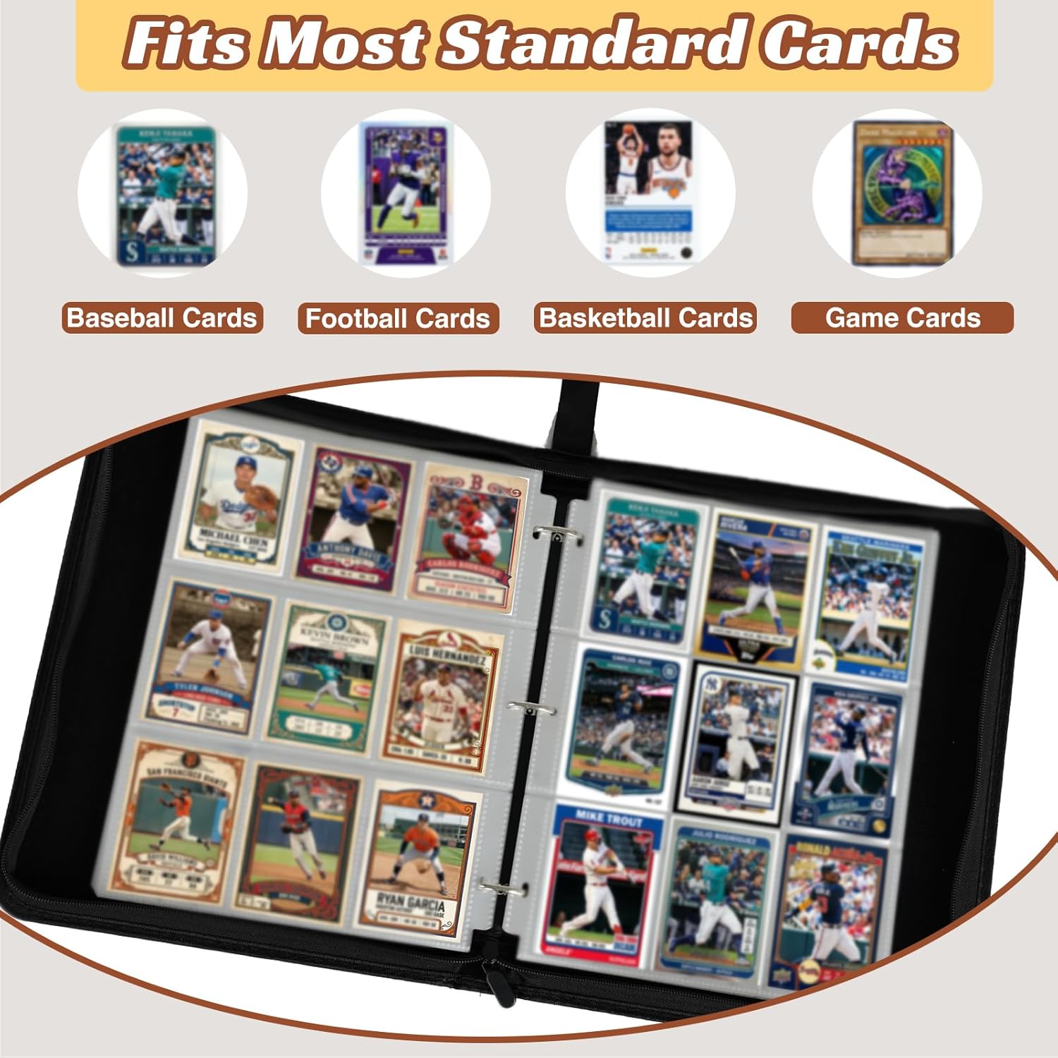 990 Pockets Baseball Card Binder - Trading Card Binder Albums with 55 Removable Pages & Wristband, Sports Card Collection Binder for Trading Cards, TCG, MTG, Dog & Baseball Themed Gifts for Boys Girls
