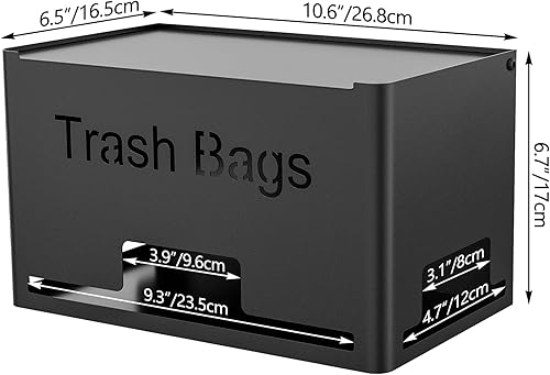 Miniatura 9 de STWWO Soporte para bolsas de basura, dispensador de bolsas de basura de metal, organizador de bolsas de basura de cocina para gabinetes, encimera,