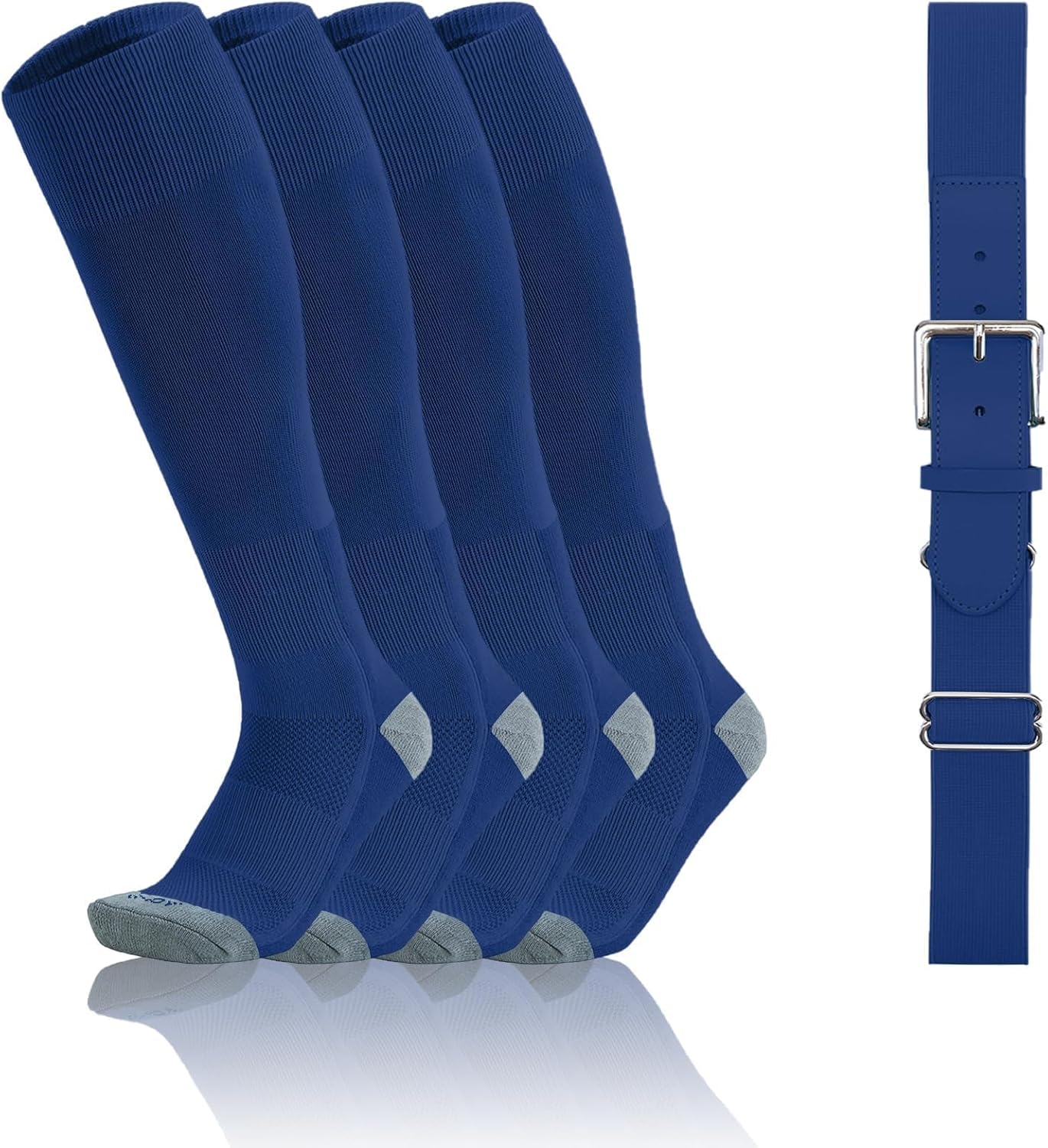 QBK 2-16Y Toddler Baseball Socks And Belt Youth Softball Tee Ball Combo Set for Boy Girl (2 Pairs of Socks & 1 Belt)