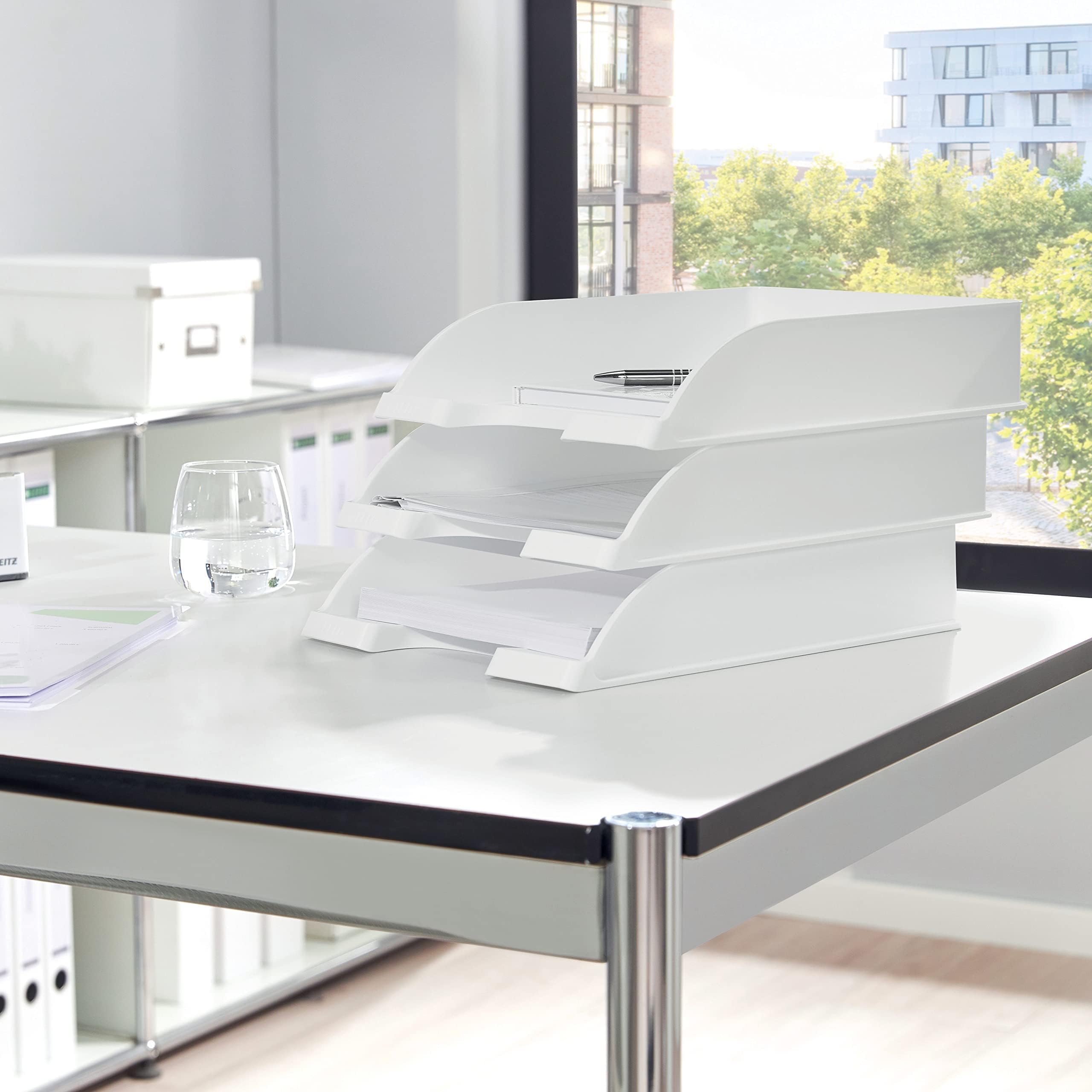 Leitz Corbeille à Courrier A4, Blanc, Plus, 52270001