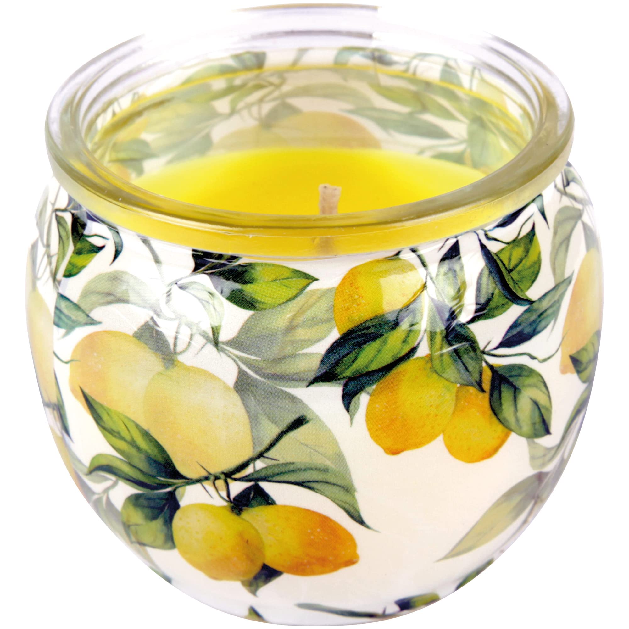 Velas perfumadas con diseño de 6 unidades, en cristal, larga duración de combustión y agradable aroma (limón)