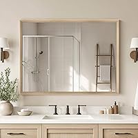 Vista 26 de Espejo de pared enmarcado con efecto cobre retro, espejo rectangular de 16 x 20 pulgadas, vidrio templado antidesilvering, marco sostenible