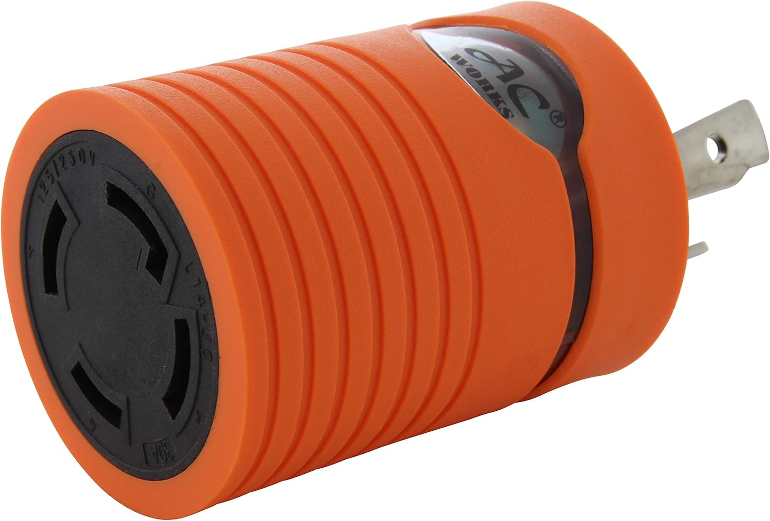 AC WORKS [ADL630L1430] Locking Adapter L6-30P 30Amp 250Volt Locking Plug to 4-Prong 30Amp L14-30R Adapter