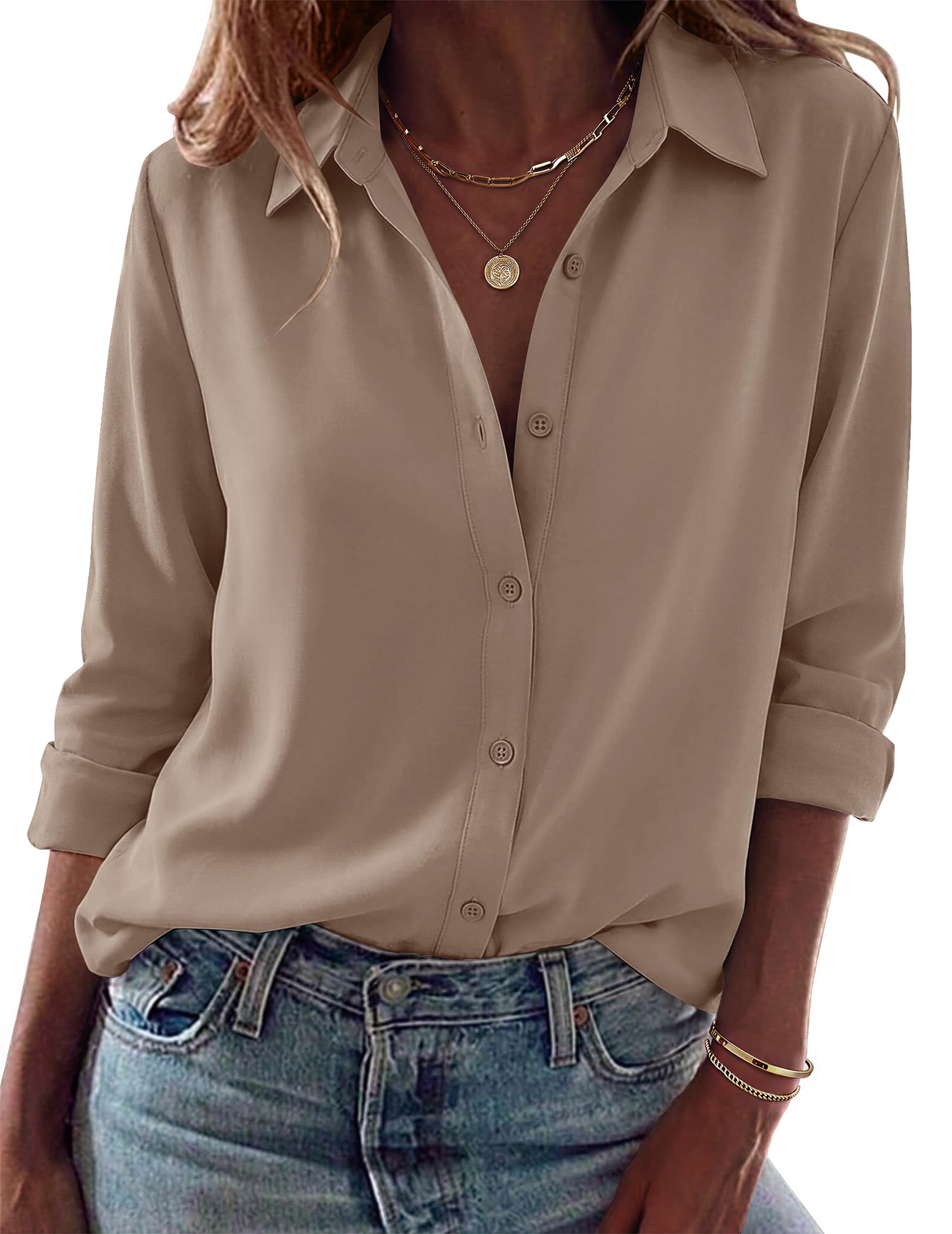 Zeagoo Blouses for Women Dressy Casual Long Sleeve Button Down Shirts Tops