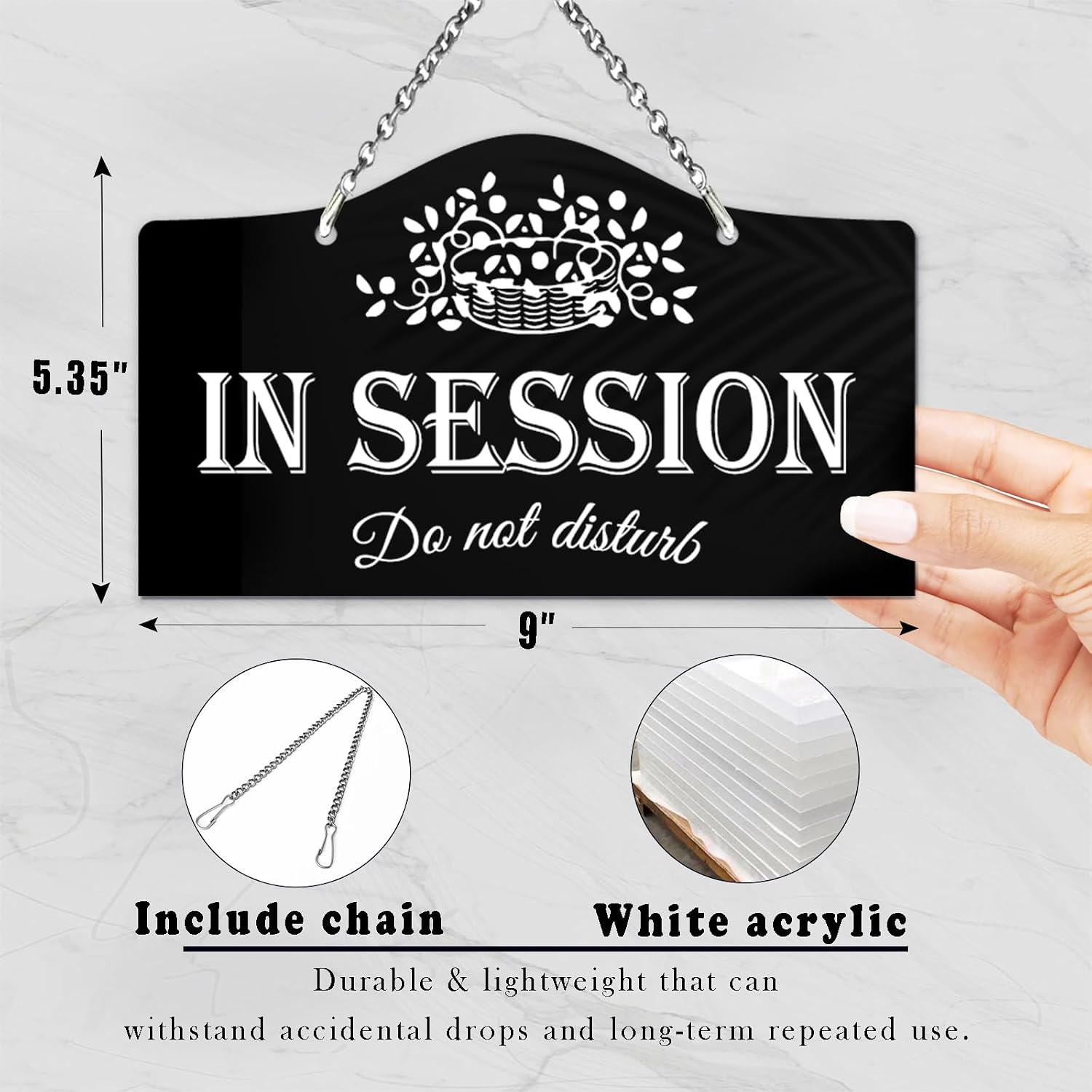 9x5.35 Inch In Session Do Not Disturb Sign for Massage Door, Welcome Please Knock Sign for Entrance, Therapy Clinic Office Meeting Accessory Gift image 2