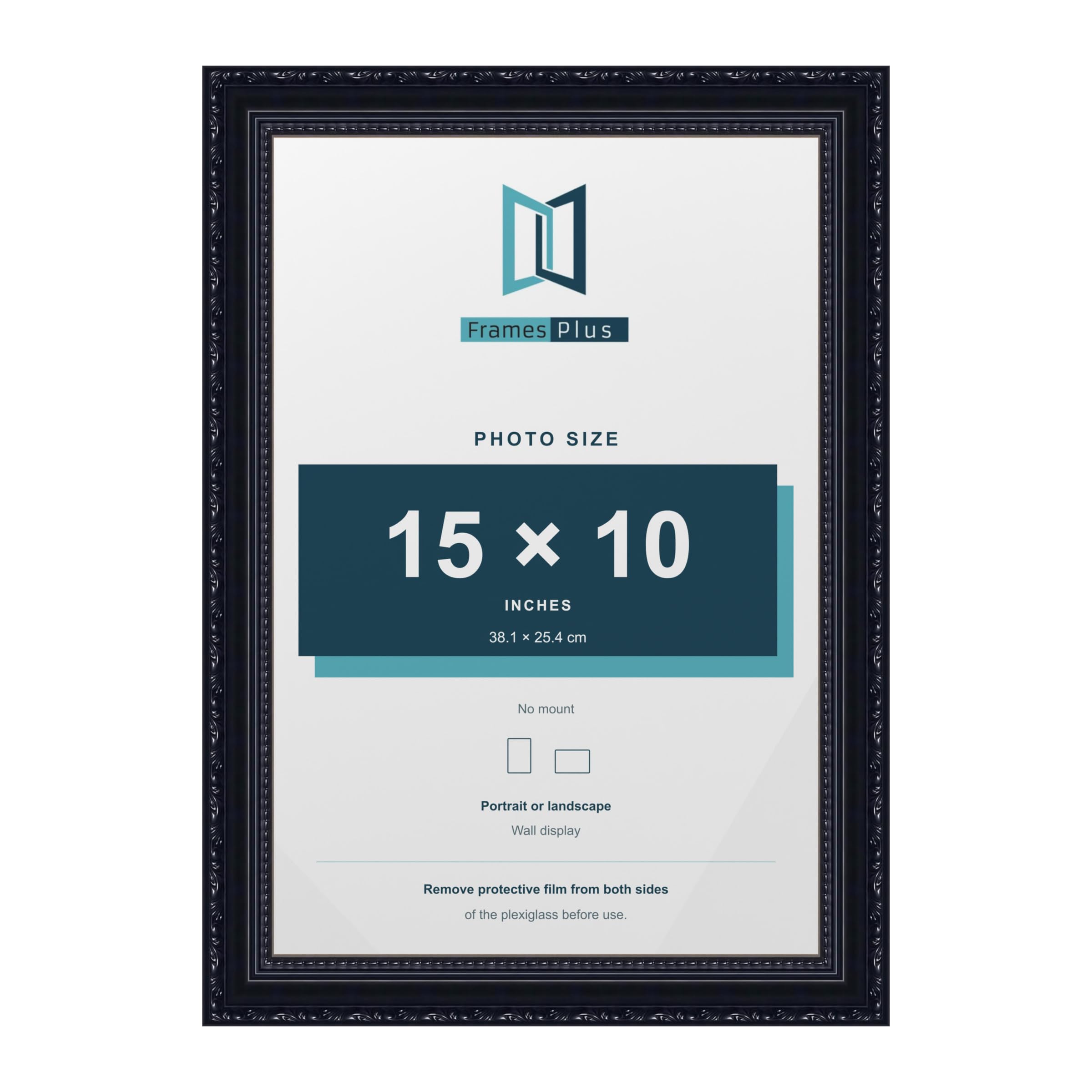 FramesPlus ORNATE Shabby Chic 15x10 Picture Frame, Black — image 1