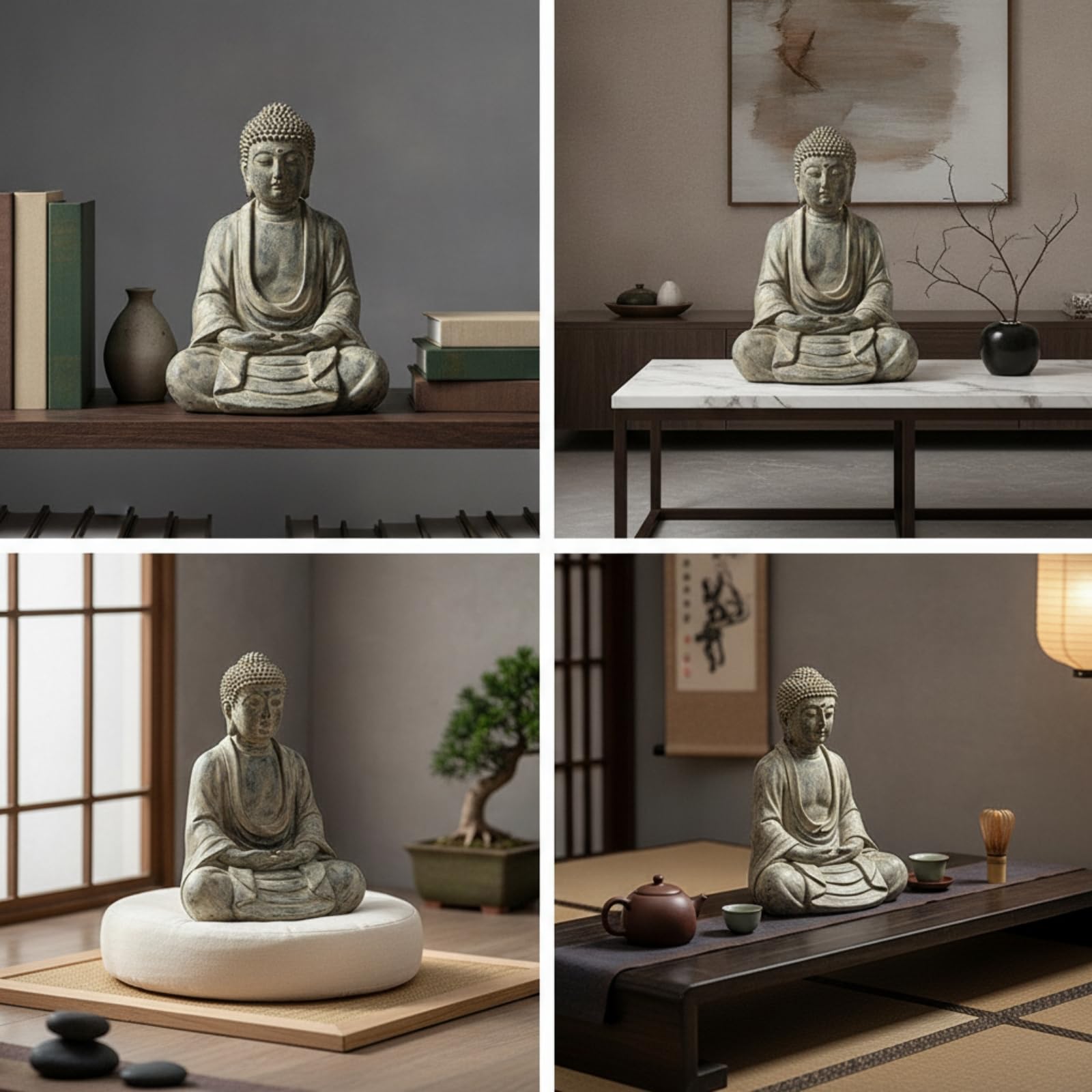 Statua di Buddha in Resina Spirituale Statuetta di Buddha Elegante Statuetta in Resina per Meditazione, Statua Del Buddha Con Gesto Di Insegnamento Spiegazione