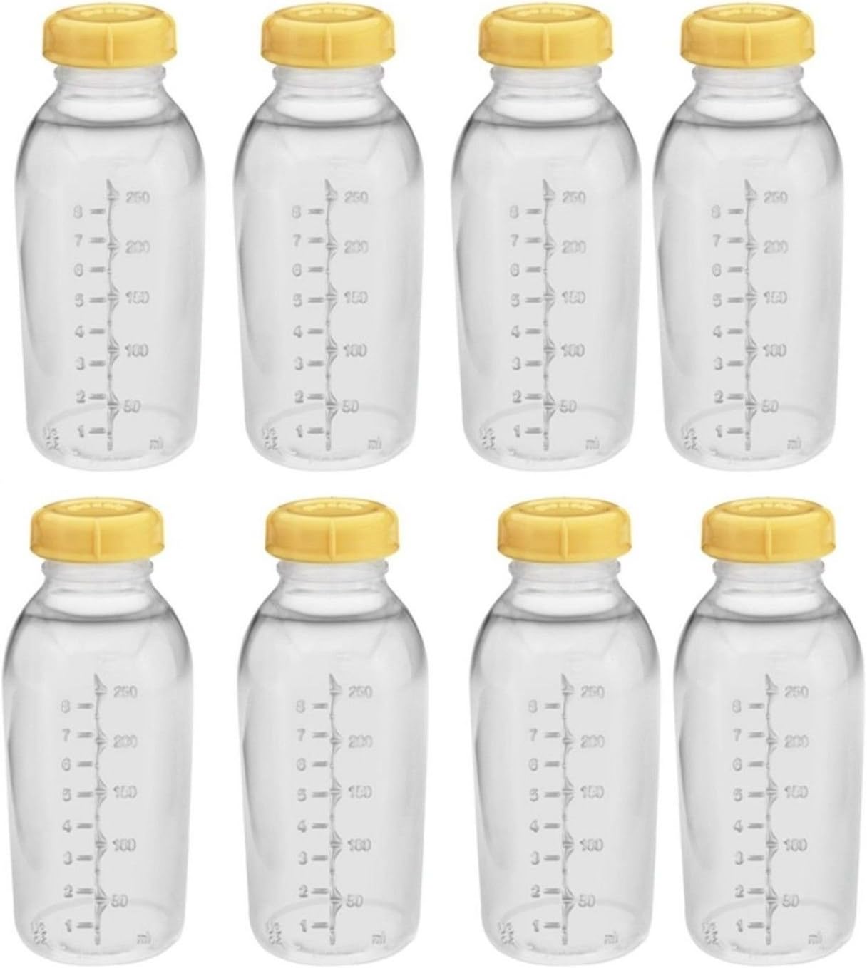 MedelaBreastmilk Collection Storage Feeding Bottle with Lids-8 Pack (8 Bottles and 8 Lids)w/lid 8oz /250ml