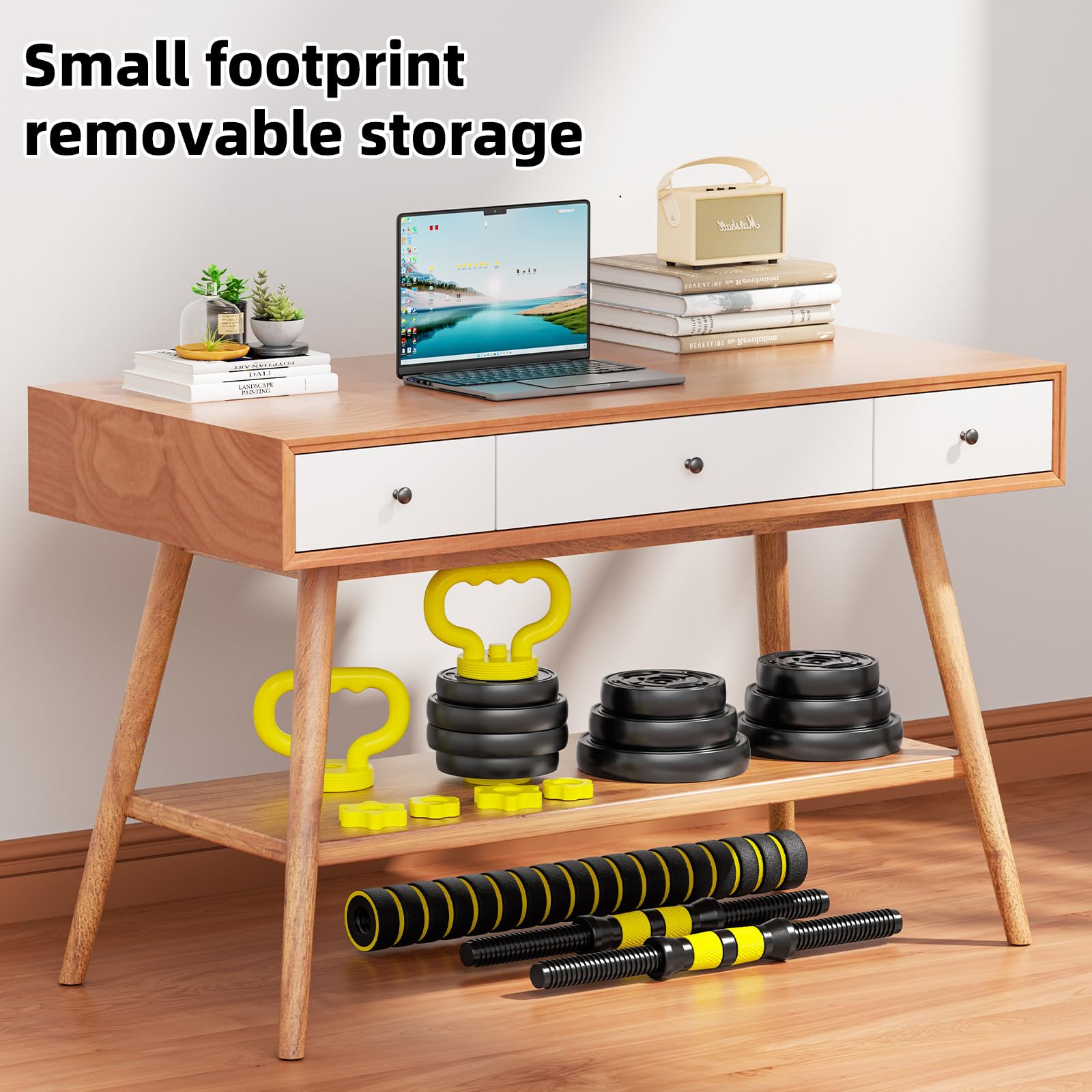 Set di manubri regolabili, pesi liberi da 4,5 a 40,8 kg con connettore, manubri 4 in 1, bilanciere, kettlebell e supporto push-up, set di pesi regolabili per palestra a casa, attrezzature per il