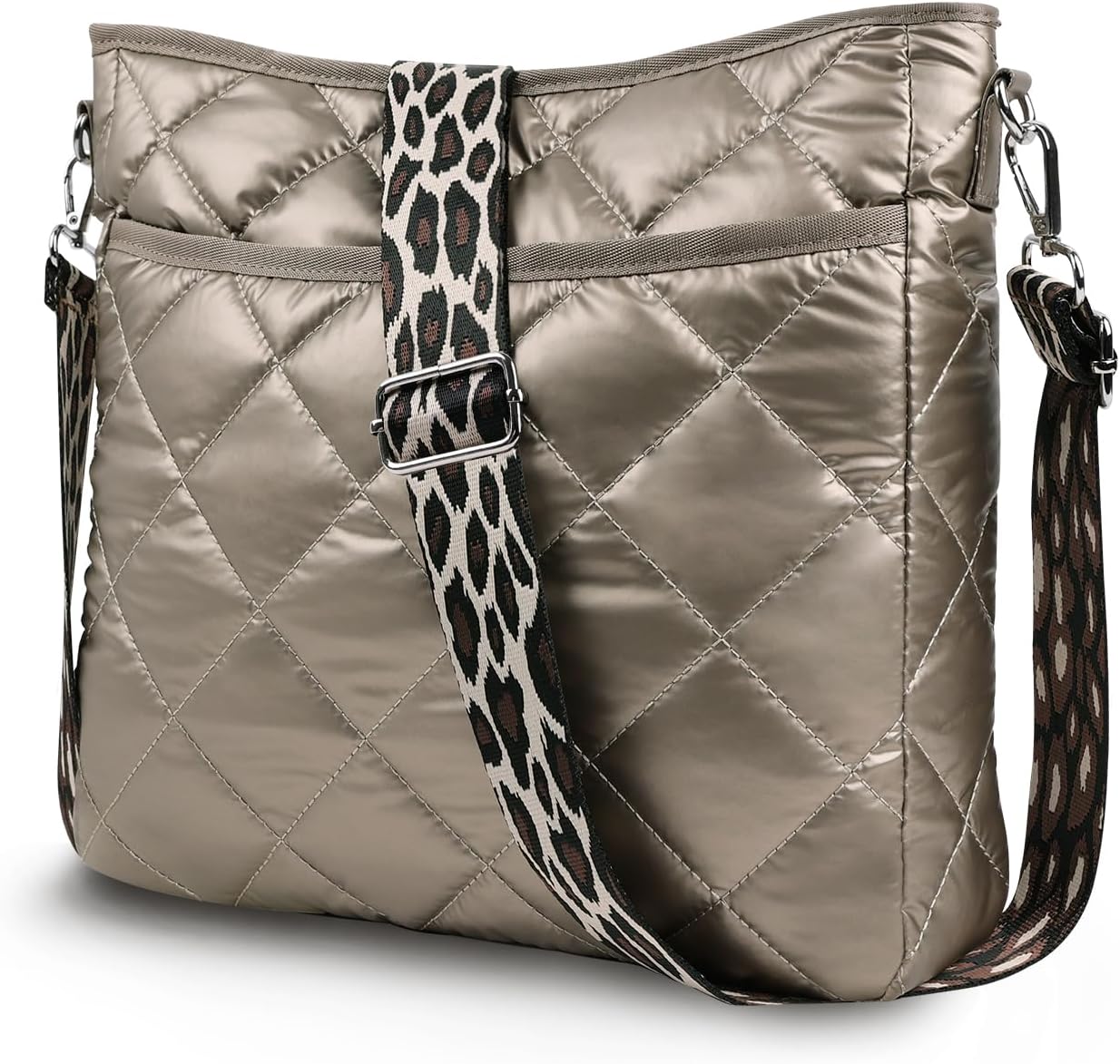 Quilted Crossbody Bag, Puffer Shoulder Bag, Tote Bag with Zipper, Fashion Cotton Quilted Ladies Handbag